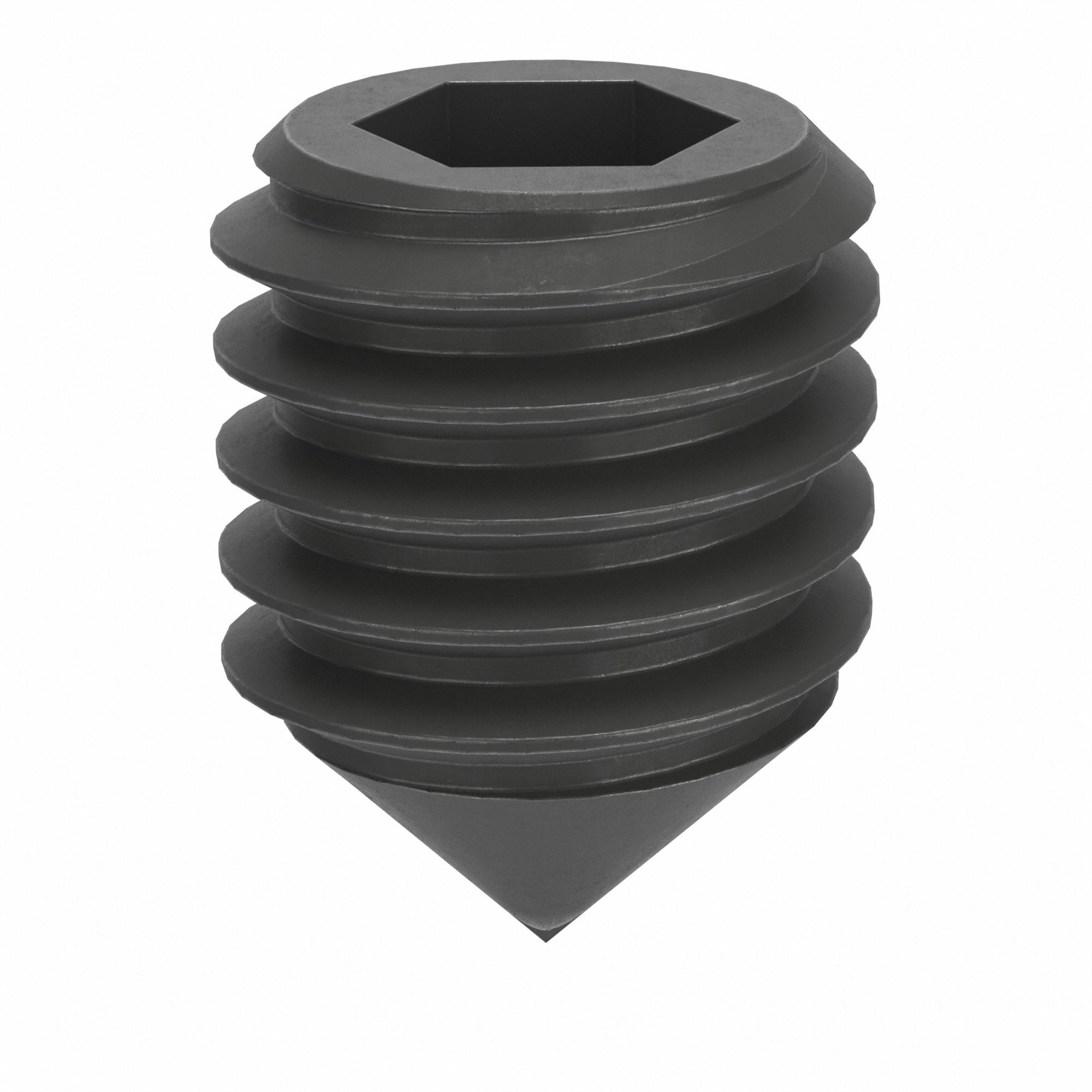 Socket Set Screw: M6x1 Thread Size, 8 mm Overall Lg, Cone pt, Steel, Black Oxide, Socket, 100 PK