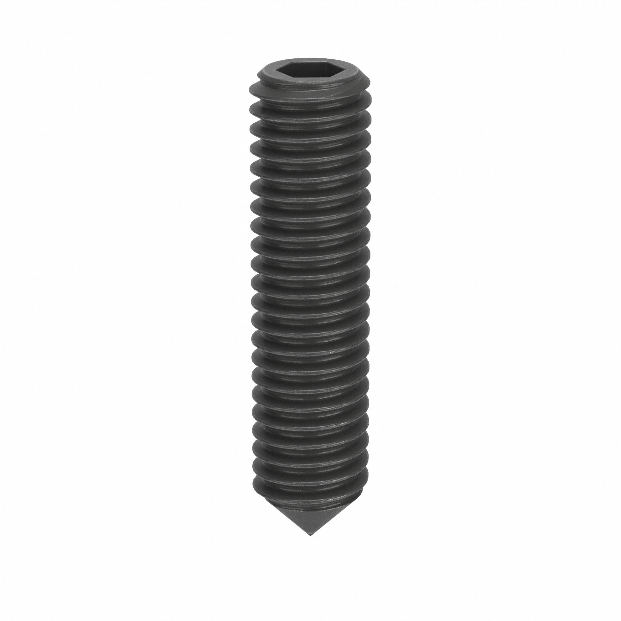 Socket Set Screw: M6x1 Thread Size, 25 mm Overall Lg, Cone pt, Steel, Black Oxide, Socket, 100 PK