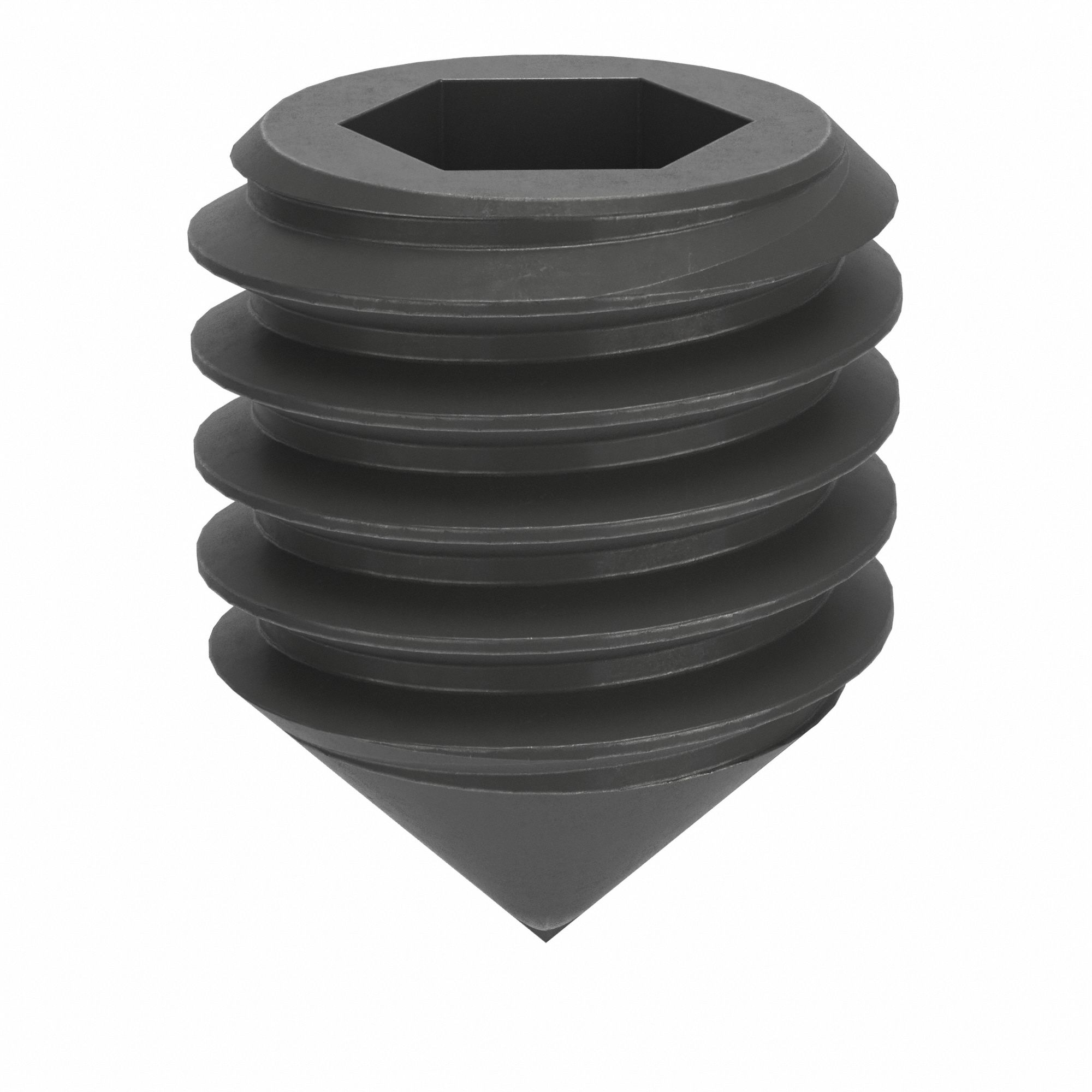 Socket Set Screw: M8x1.25 Thread Size, 10 mm Overall Lg, Cone pt, Steel, Black Oxide, Socket, 100 PK