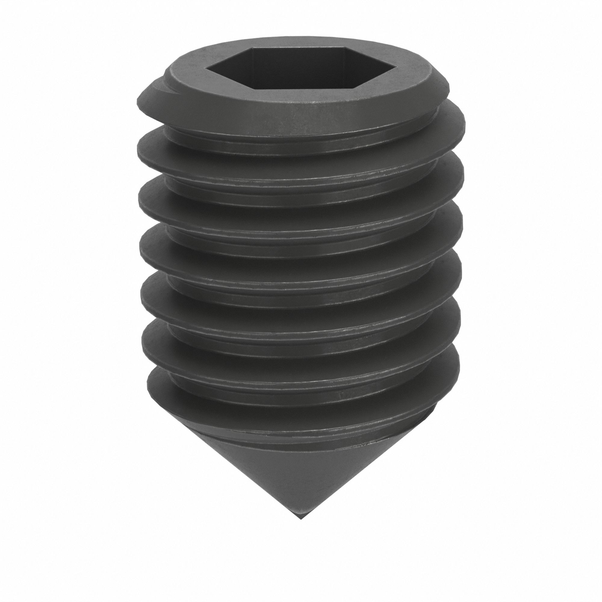 Socket Set Screw: M8x1.25 Thread Size, 12 mm Overall Lg, Cone pt, Steel, Black Oxide, Socket, 100 PK