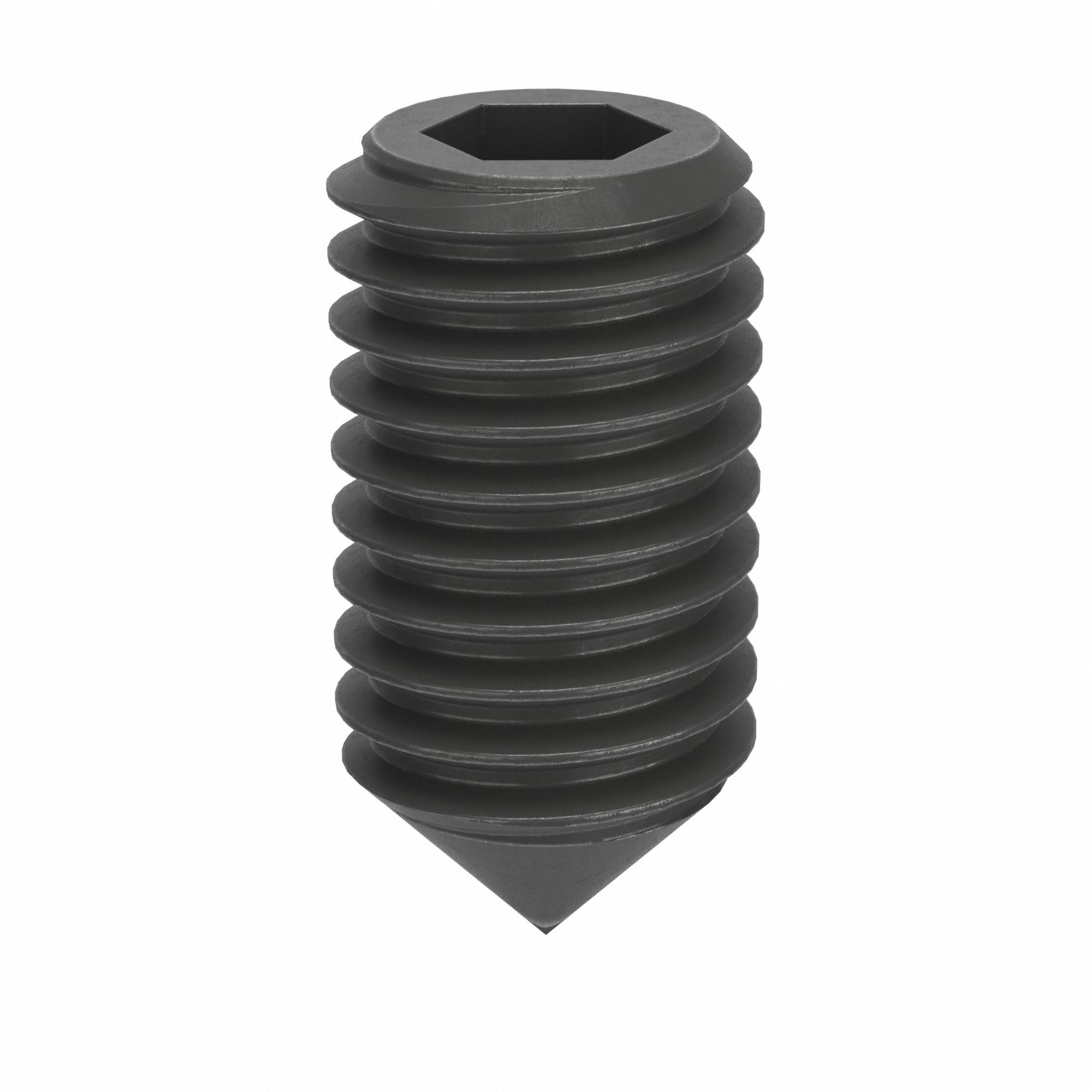 Socket Set Screw: M8x1.25 Thread Size, 16 mm Overall Lg, Cone pt, Steel, Black Oxide, Socket, 100 PK