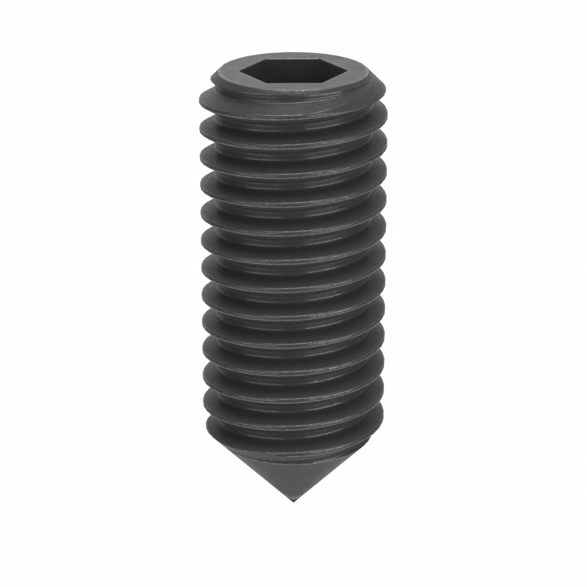 Socket Set Screw: M8x1.25 Thread Size, 20 mm Overall Lg, Cone pt, Steel, Black Oxide, Socket, 100 PK