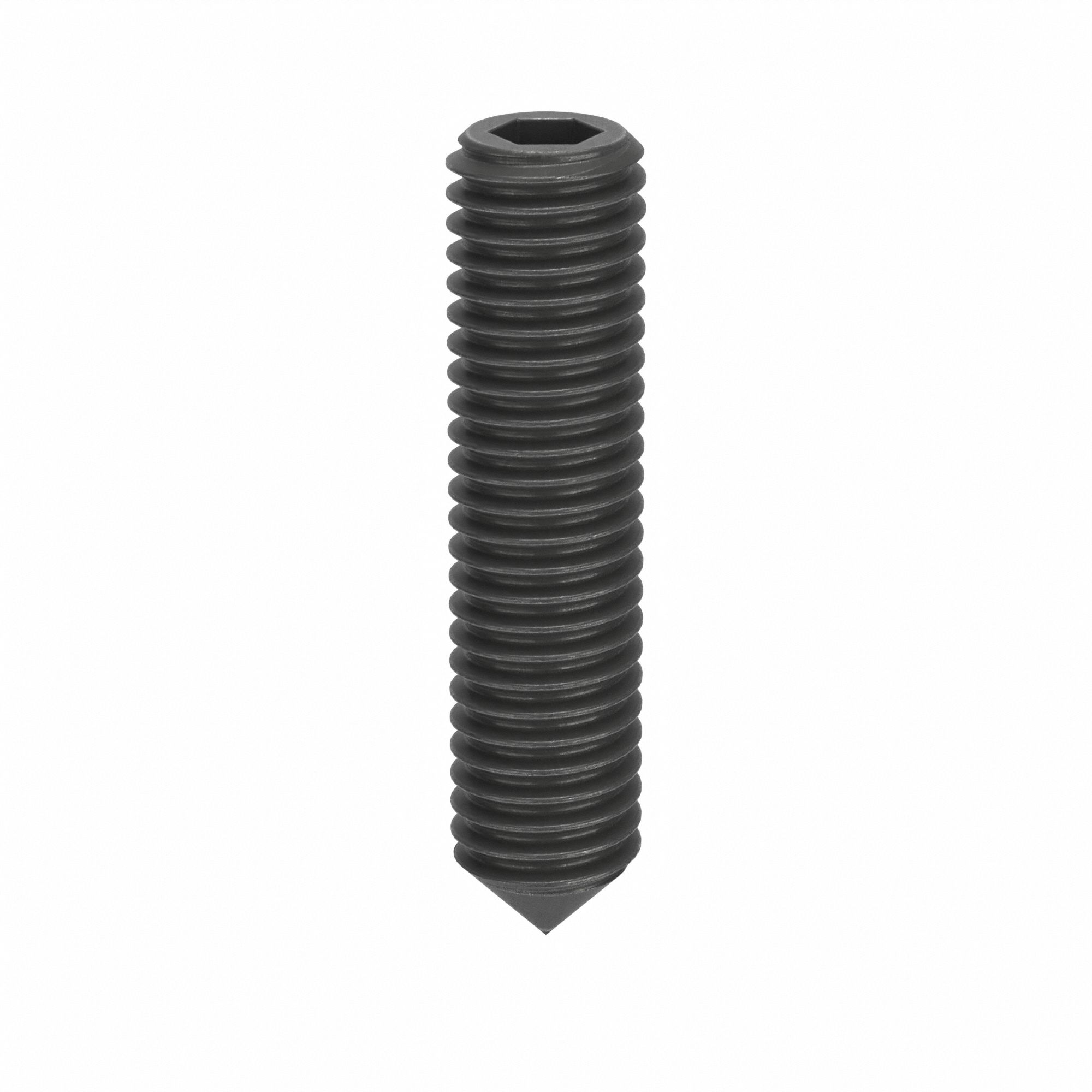 Socket Set Screw: M8x1.25 Thread Size, 35 mm Overall Lg, Cone pt, Steel, Black Oxide, Socket, 50 PK