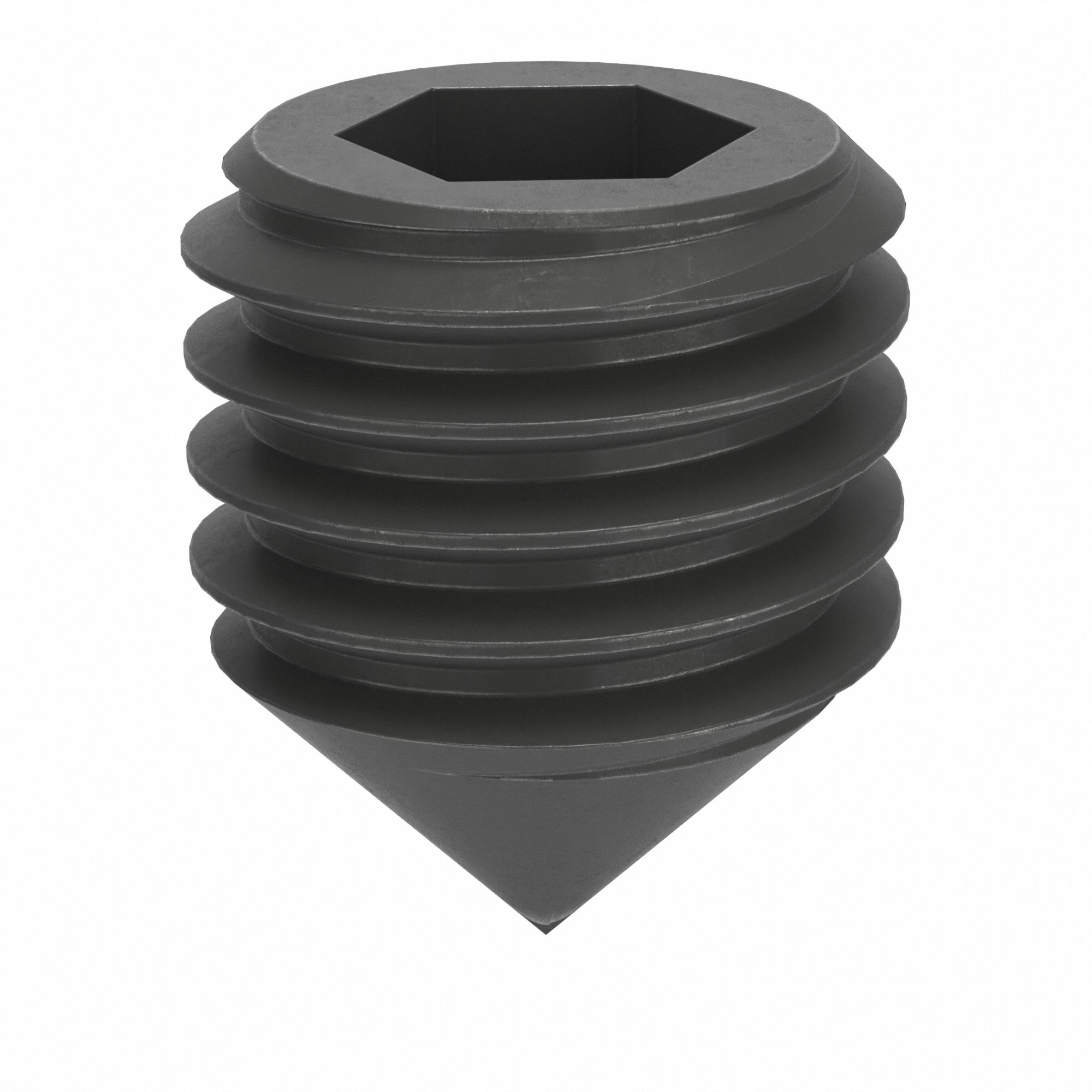 Socket Set Screw: M10x1.5 Thread Size, 12 mm Overall Lg, Cone pt, Steel, Black Oxide, Socket, 50 PK