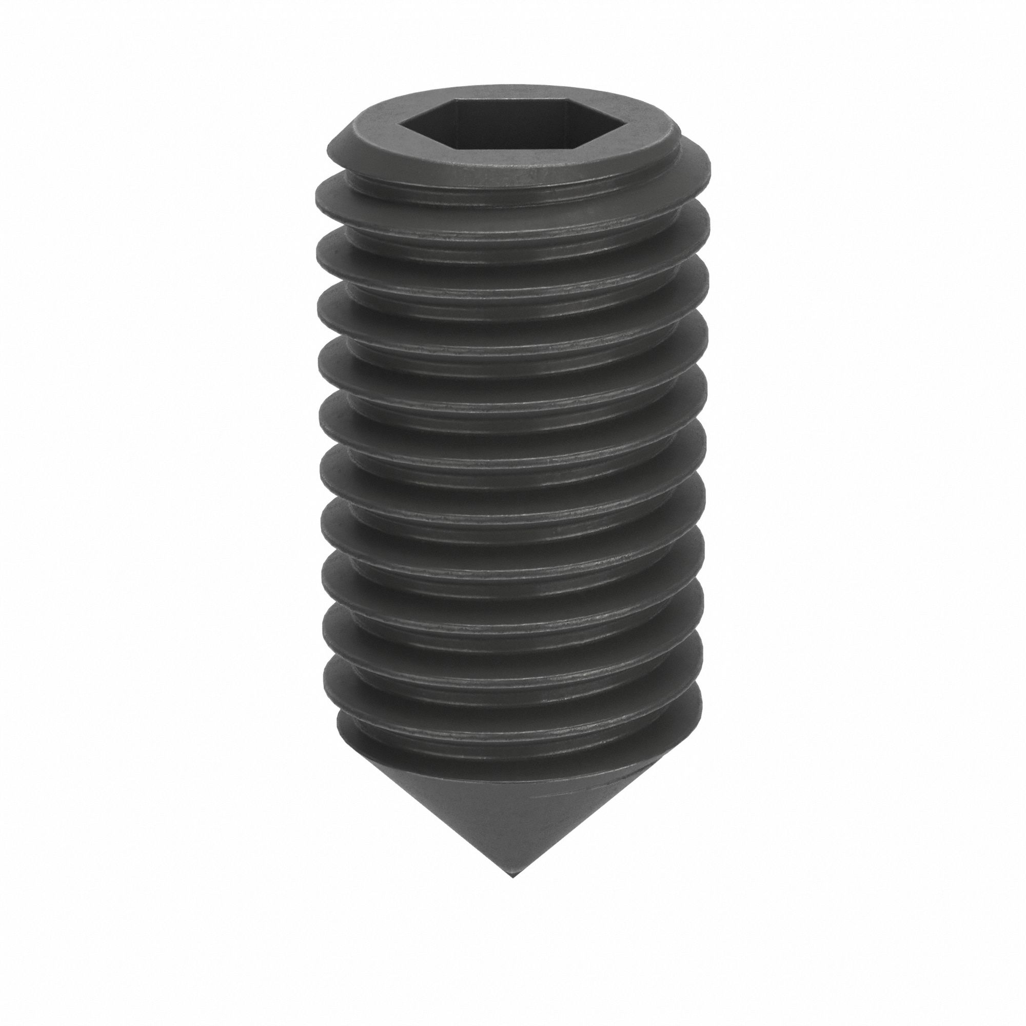 Socket Set Screw: M12x1.75 Thread Size, 25 mm Overall Lg, Cone pt, Steel, Black Oxide, Socket, 50 PK