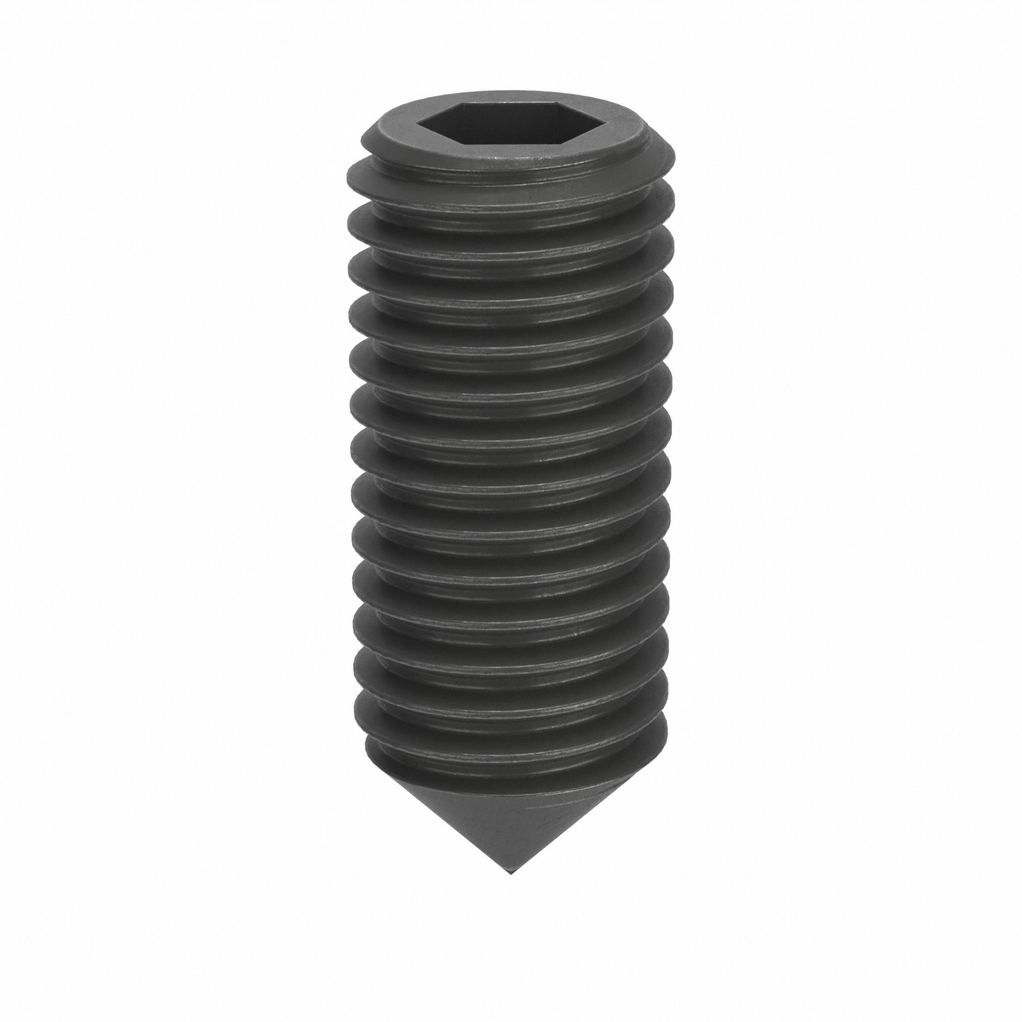 Socket Set Screw: M12x1.75 Thread Size, 30 mm Overall Lg, Cone pt, Steel, Black Oxide, Socket, 50 PK