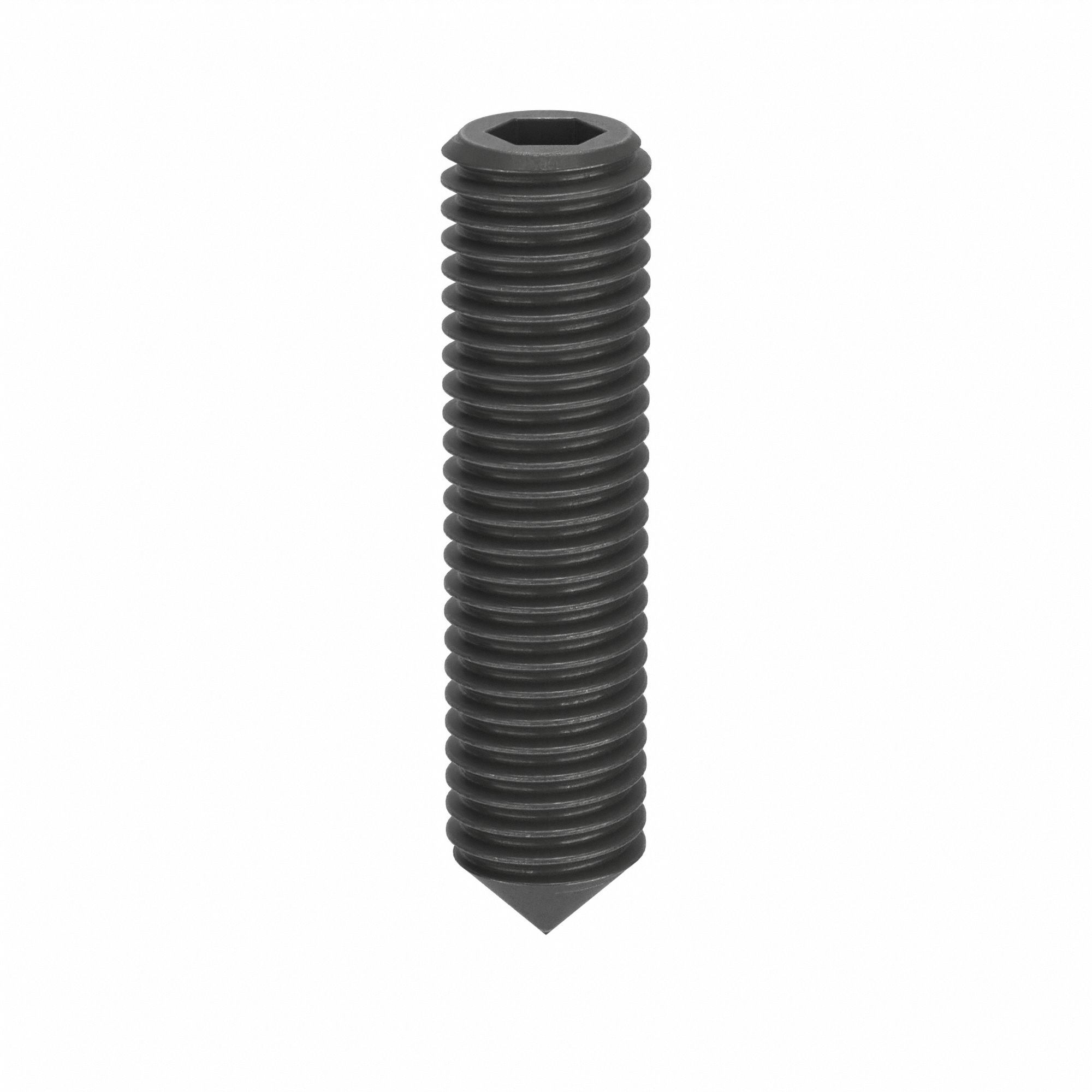 Socket Set Screw: M12x1.75 Thread Size, 50 mm Overall Lg, Cone pt, Steel, Black Oxide, Socket, 50 PK
