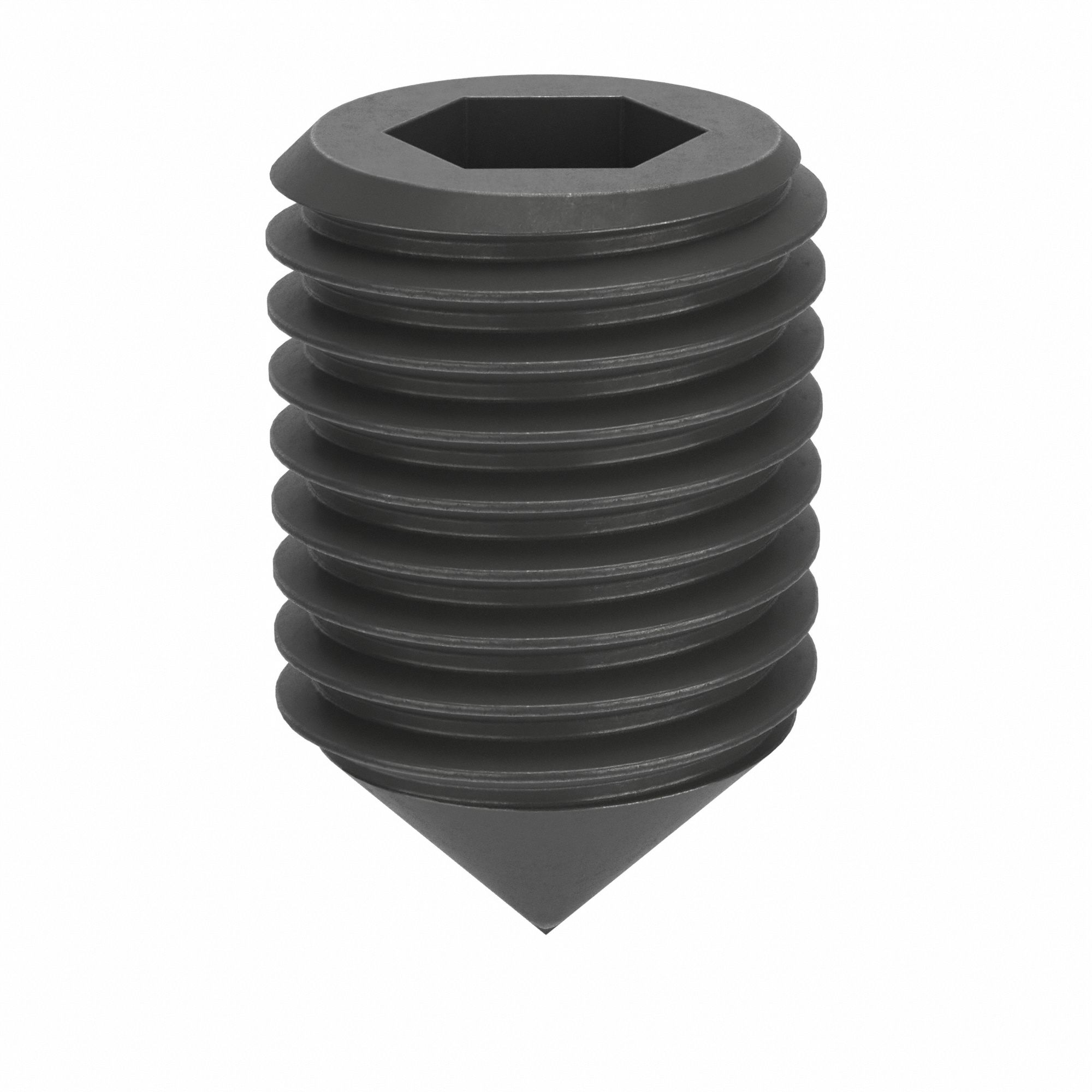 Socket Set Screw: M16x2 Thread Size, 25 mm Overall Lg, Cone pt, Steel, Black Oxide, Socket, 25 PK