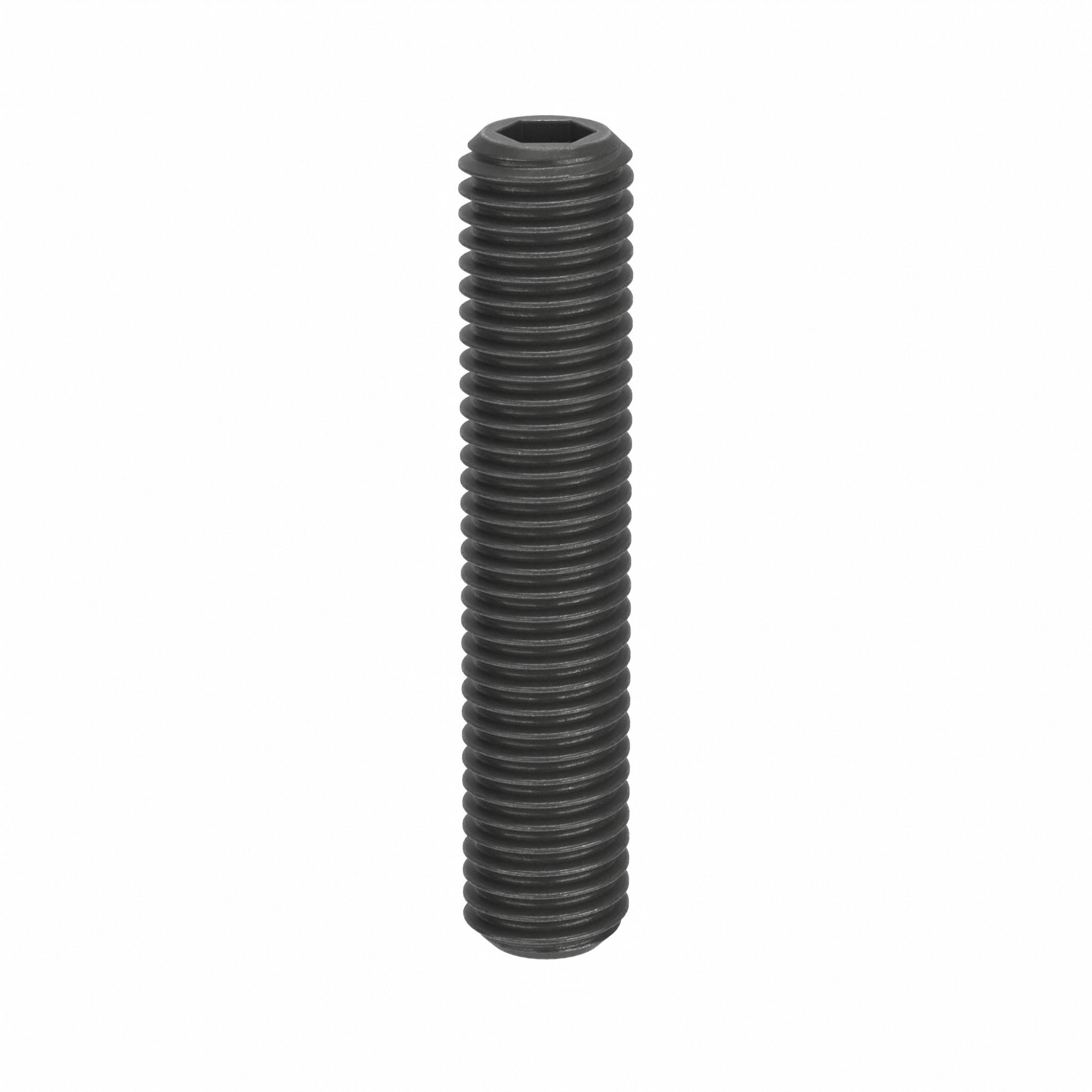 Socket Set Screw: M12x1.75 Thread Size, 60 mm Overall Lg, Flat pt, Steel, Black Oxide, Socket, 50 PK