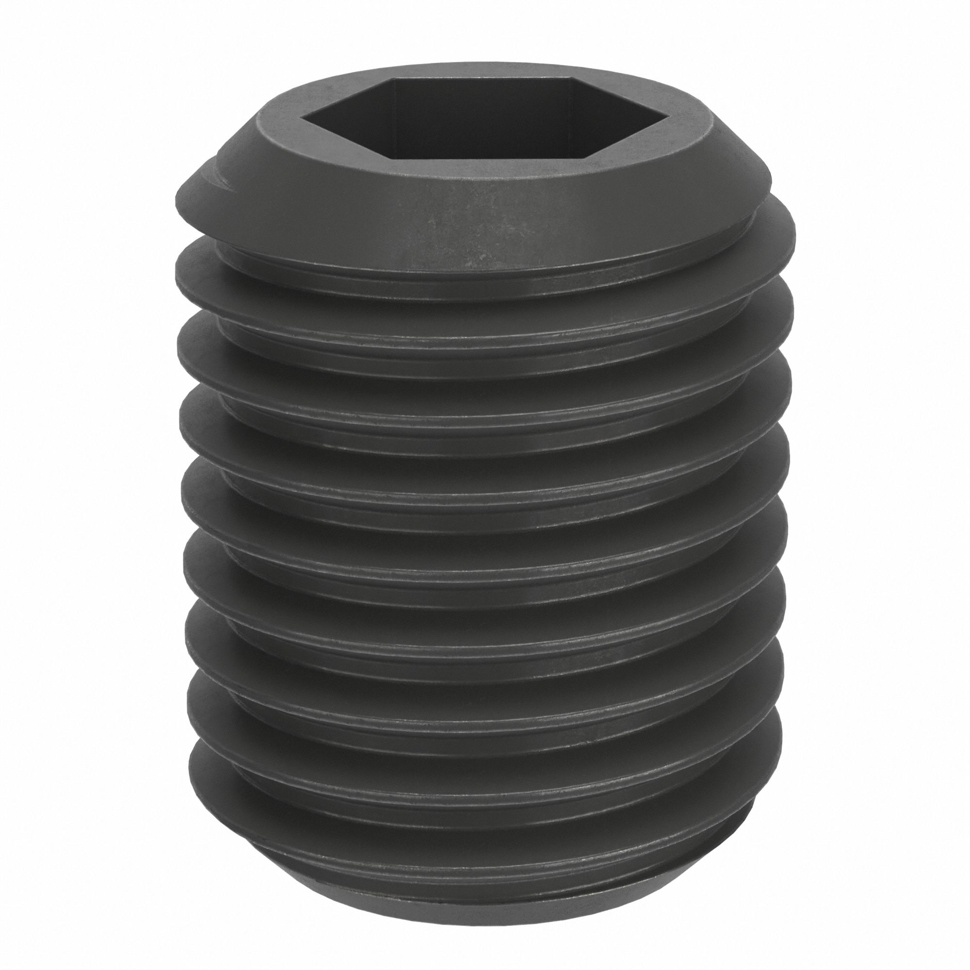 Socket Set Screw: M16x2 Thread Size, 20 mm Overall Lg, Flat pt, Steel, Black Oxide, Socket, 25 PK