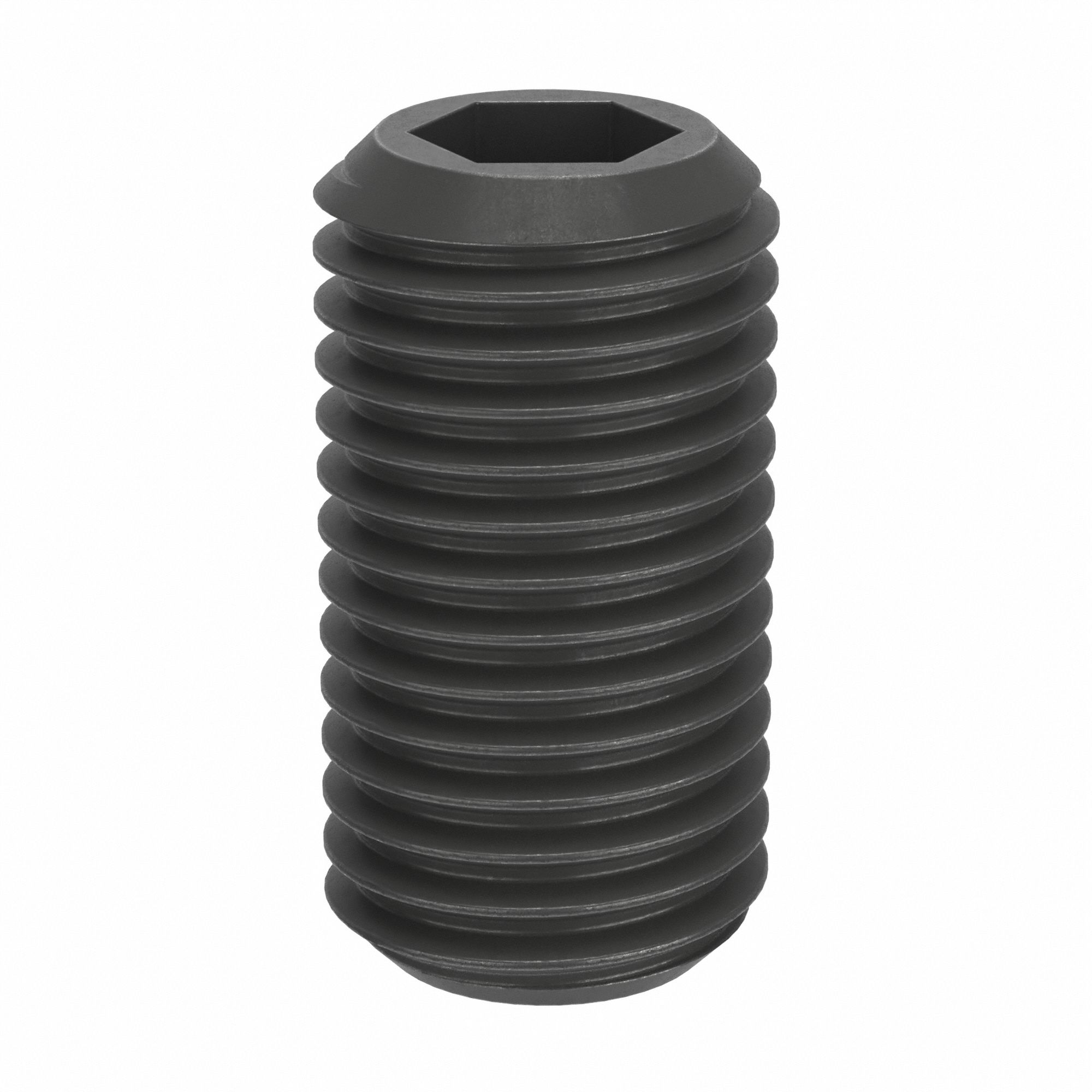 Socket Set Screw: M16x2 Thread Size, 30 mm Overall Lg, Flat pt, Steel, Black Oxide, Socket, 25 PK