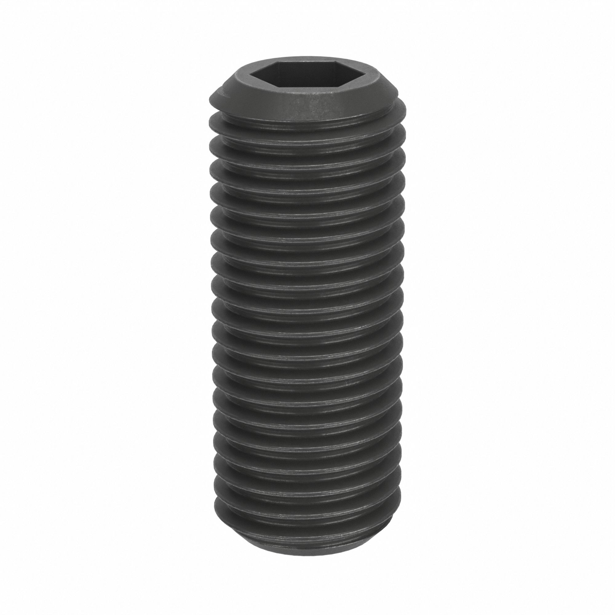 Socket Set Screw: M16x2 Thread Size, 40 mm Overall Lg, Flat pt, Steel, Black Oxide, Socket, 25 PK