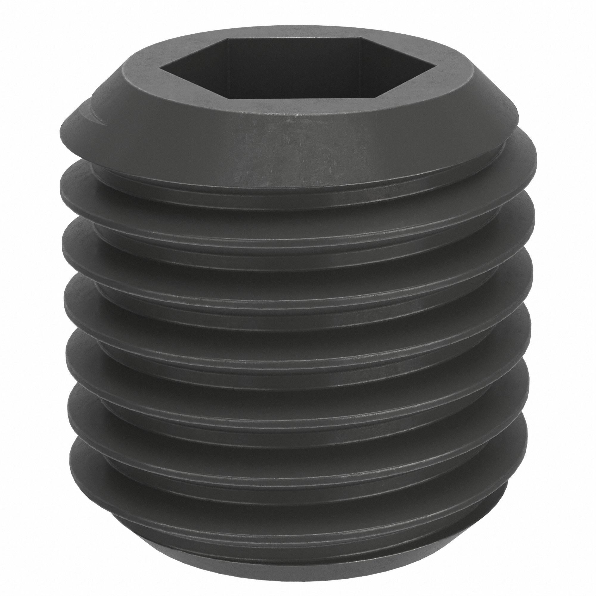 Socket Set Screw: M20x2.5 Thread Size, 20 mm Overall Lg, Flat pt, Steel, Black Oxide, Socket, 10 PK