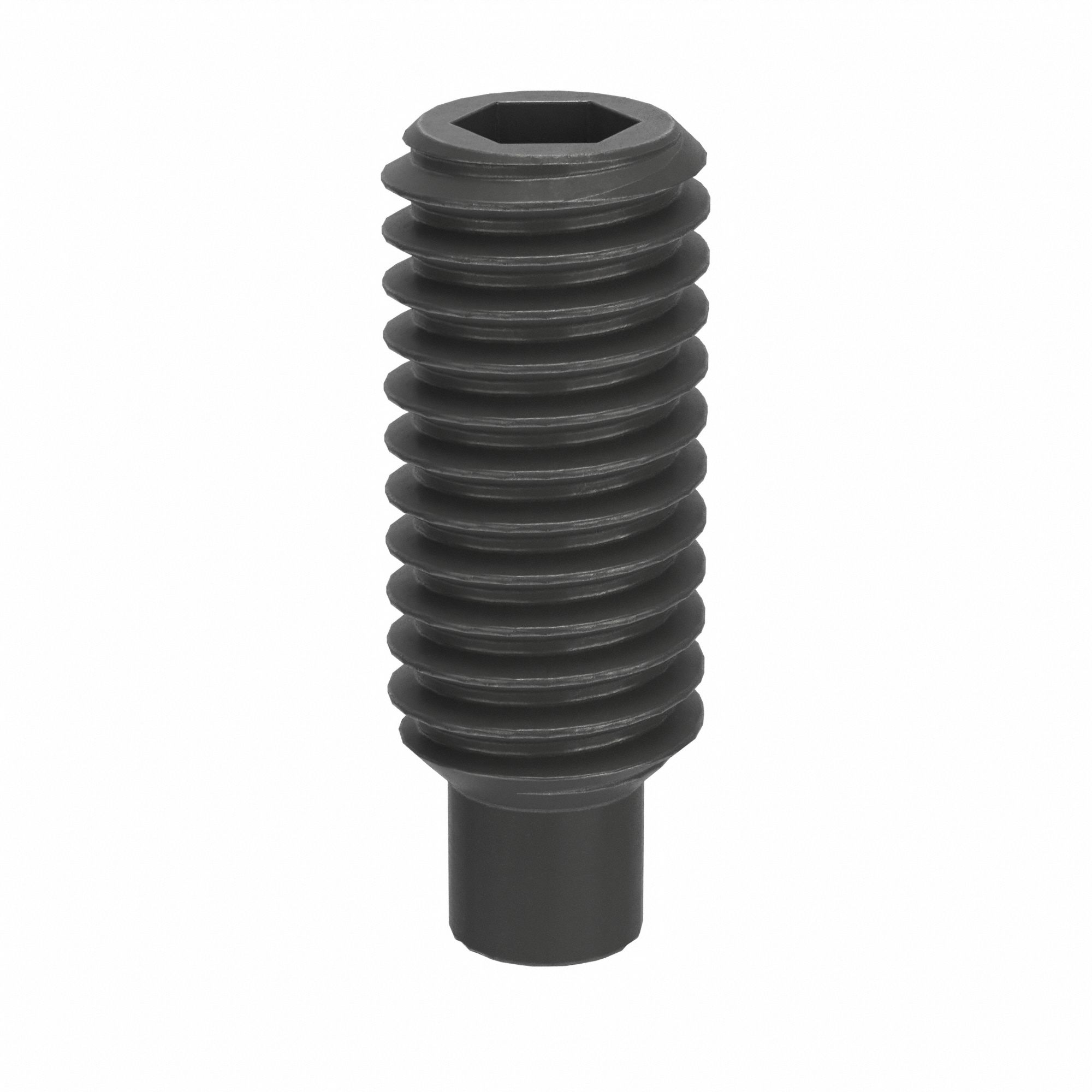 Socket Set Screw: M3x0.5 Thread Size, 8 mm Overall Lg, Dog pt, Steel, Black Oxide, Socket, 100 PK