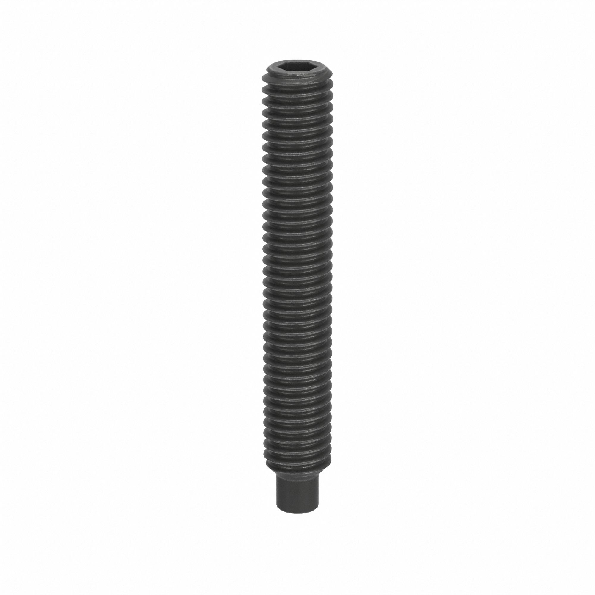 Socket Set Screw: M3x0.5 Thread Size, 20 mm Overall Lg, Dog pt, Steel, Black Oxide, Socket, 100 PK