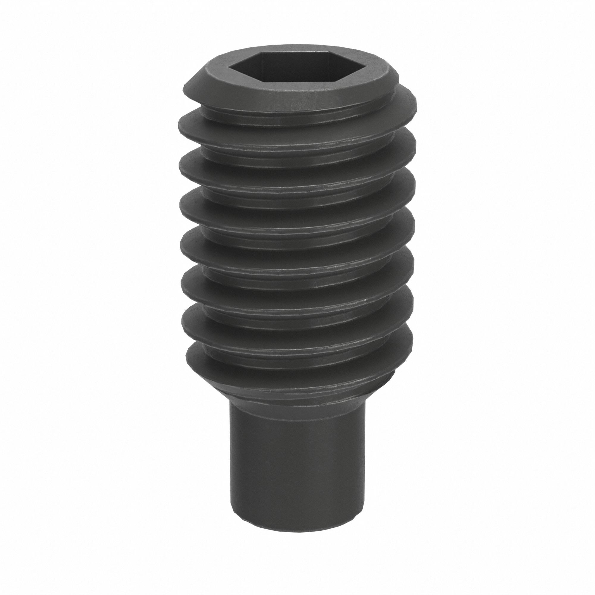 Socket Set Screw: M4x0.7 Thread Size, 8 mm Overall Lg, Dog pt, Steel, Black Oxide, Socket, 100 PK