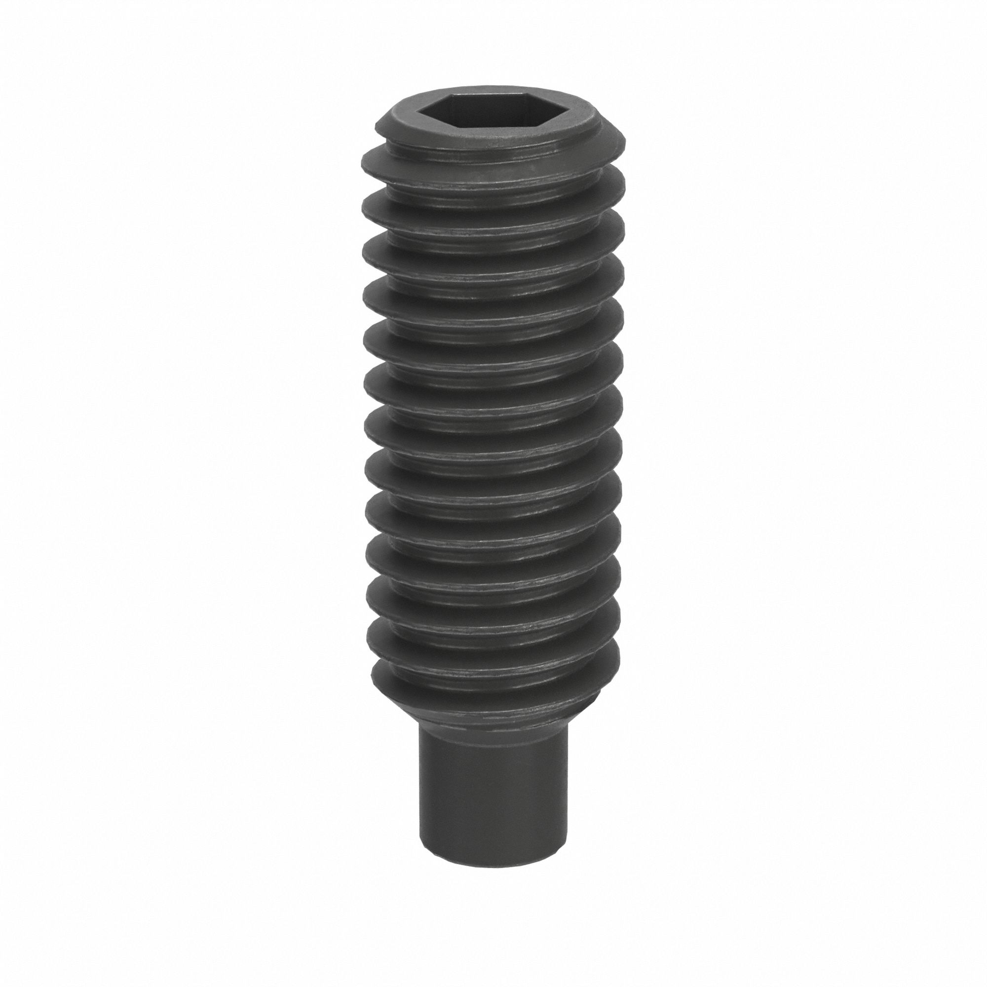 Socket Set Screw: M4x0.7 Thread Size, 12 mm Overall Lg, Dog pt, Steel, Black Oxide, Socket, 100 PK