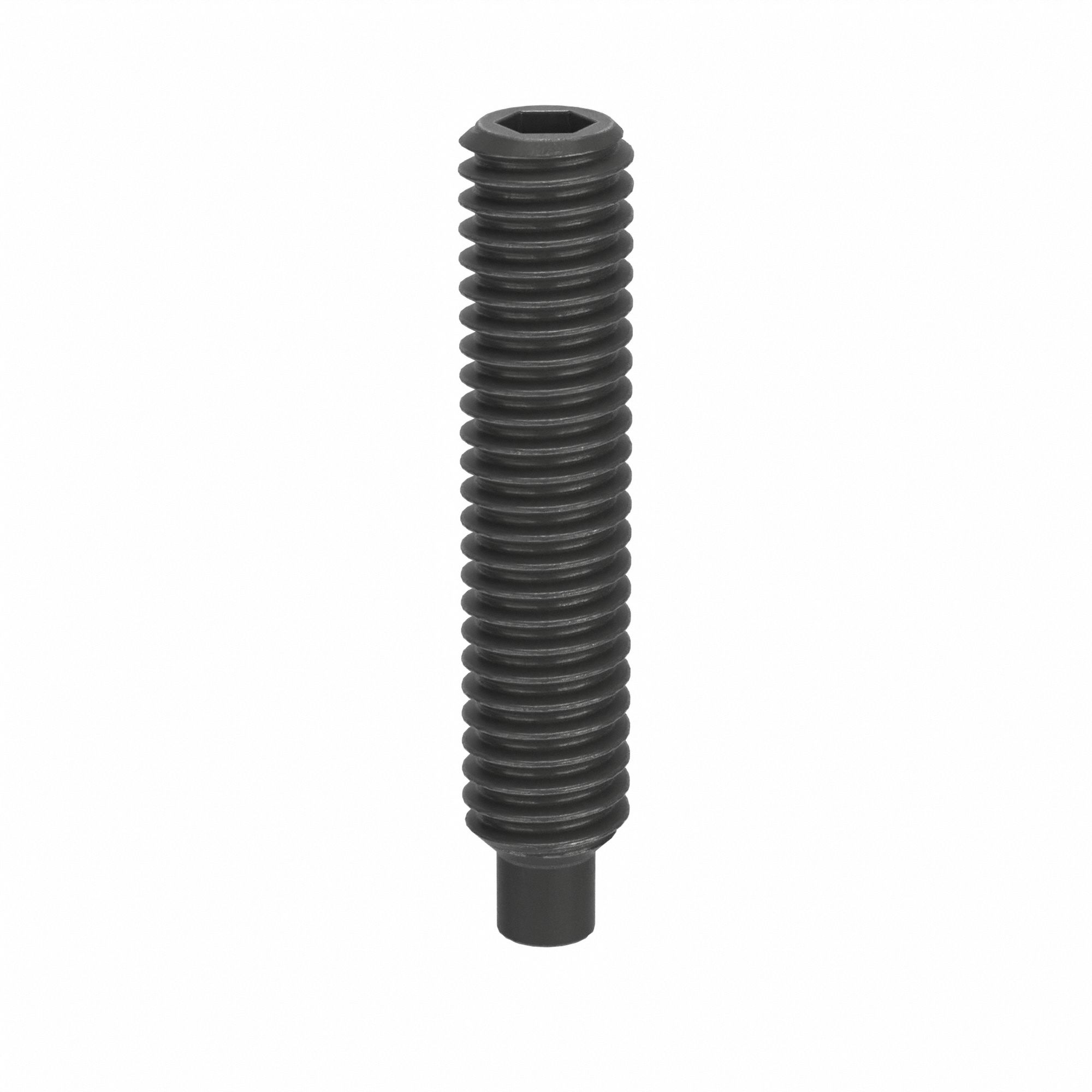Socket Set Screw: M4x0.7 Thread Size, 20 mm Overall Lg, Dog pt, Steel, Black Oxide, Socket, 100 PK