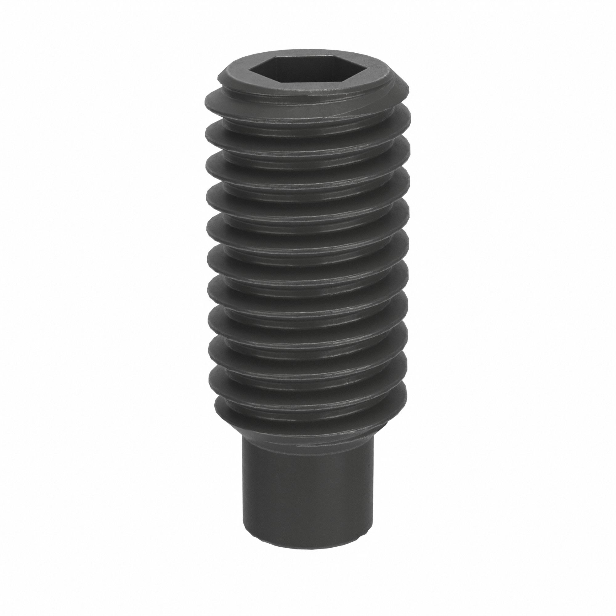 Socket Set Screw: M5x0.8 Thread Size, 12 mm Overall Lg, Dog pt, Steel, Black Oxide, Socket, 100 PK