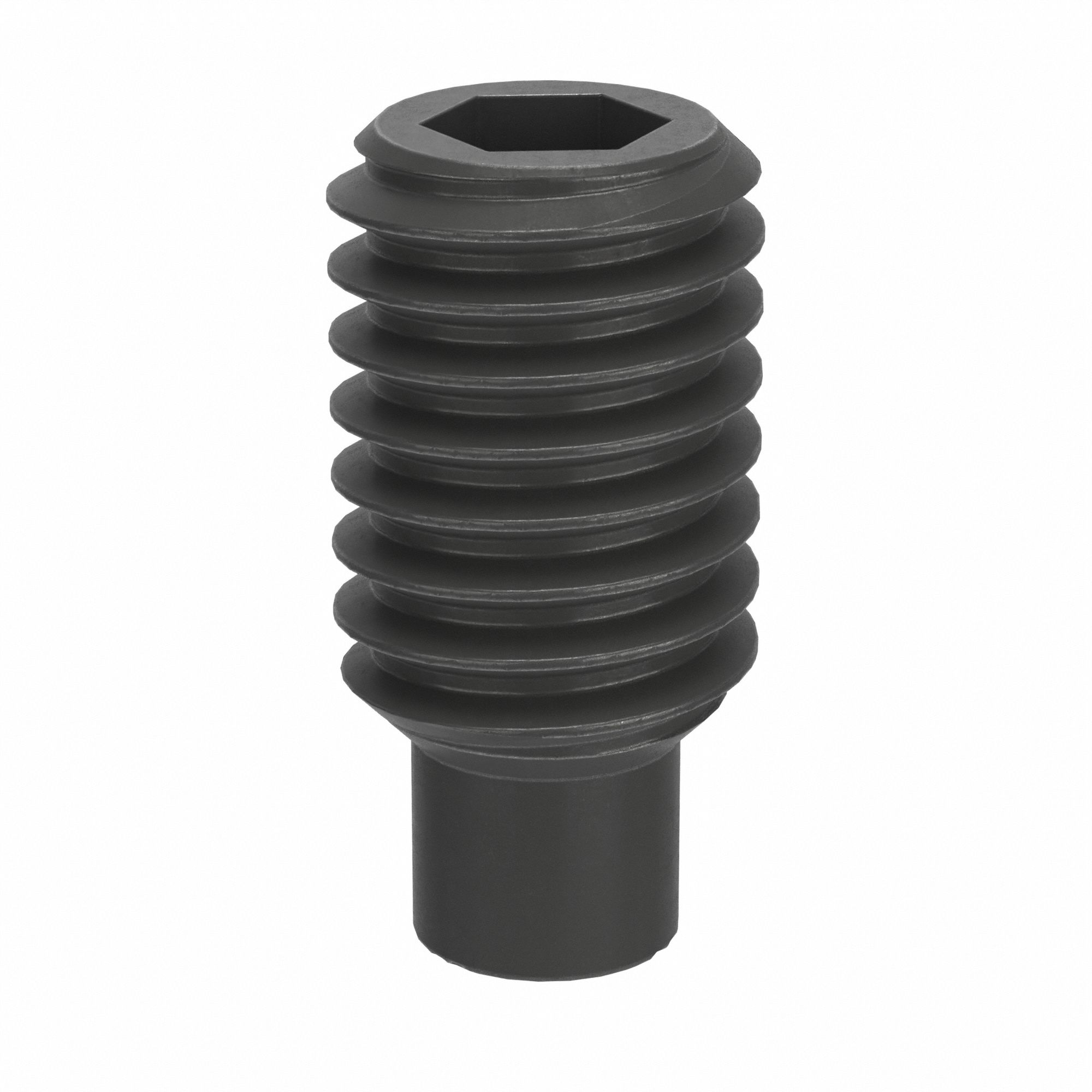 Socket Set Screw: M6x1 Thread Size, 12 mm Overall Lg, Dog pt, Steel, Black Oxide, Socket, 100 PK
