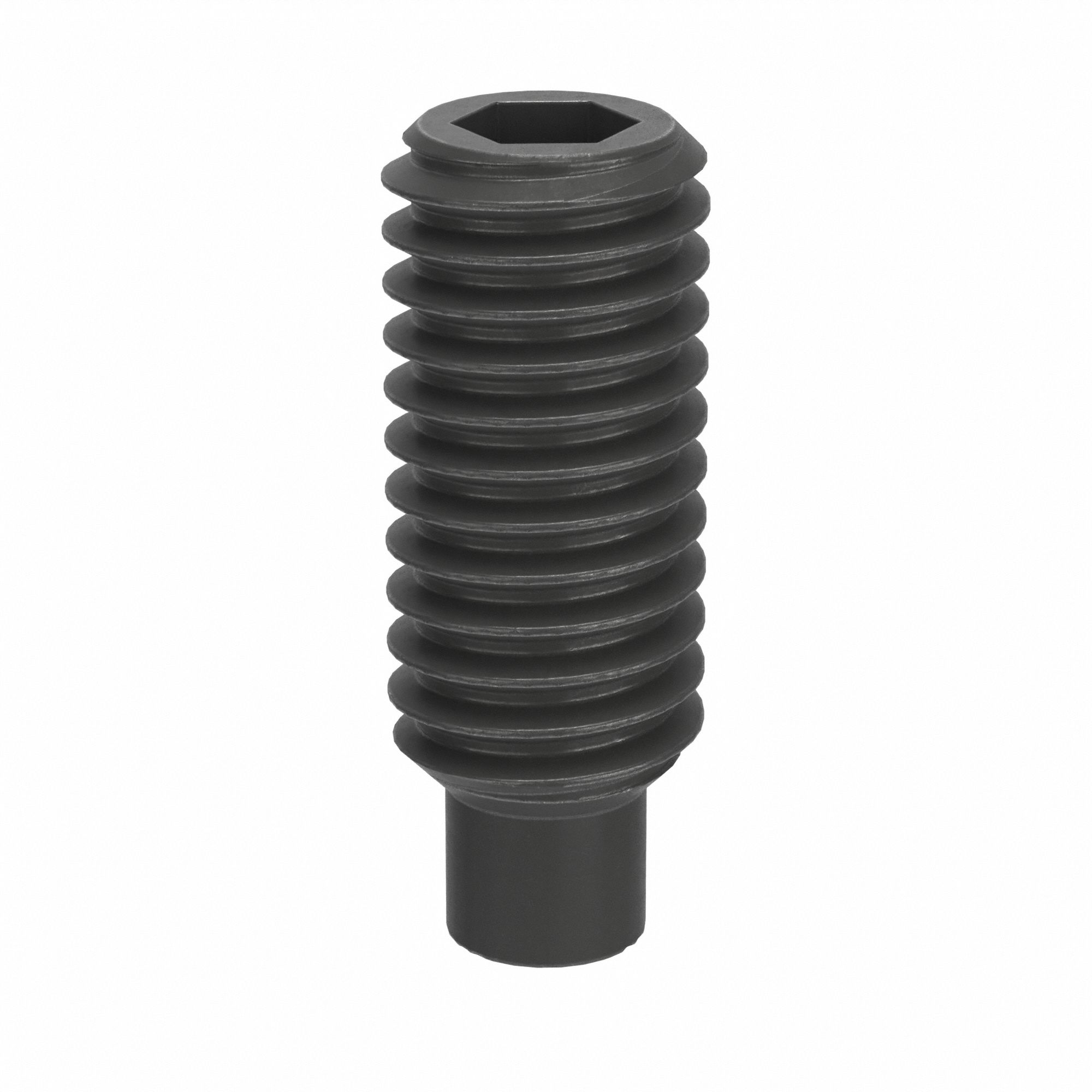 Socket Set Screw: M6x1 Thread Size, 16 mm Overall Lg, Dog pt, Steel, Black Oxide, Socket, 100 PK