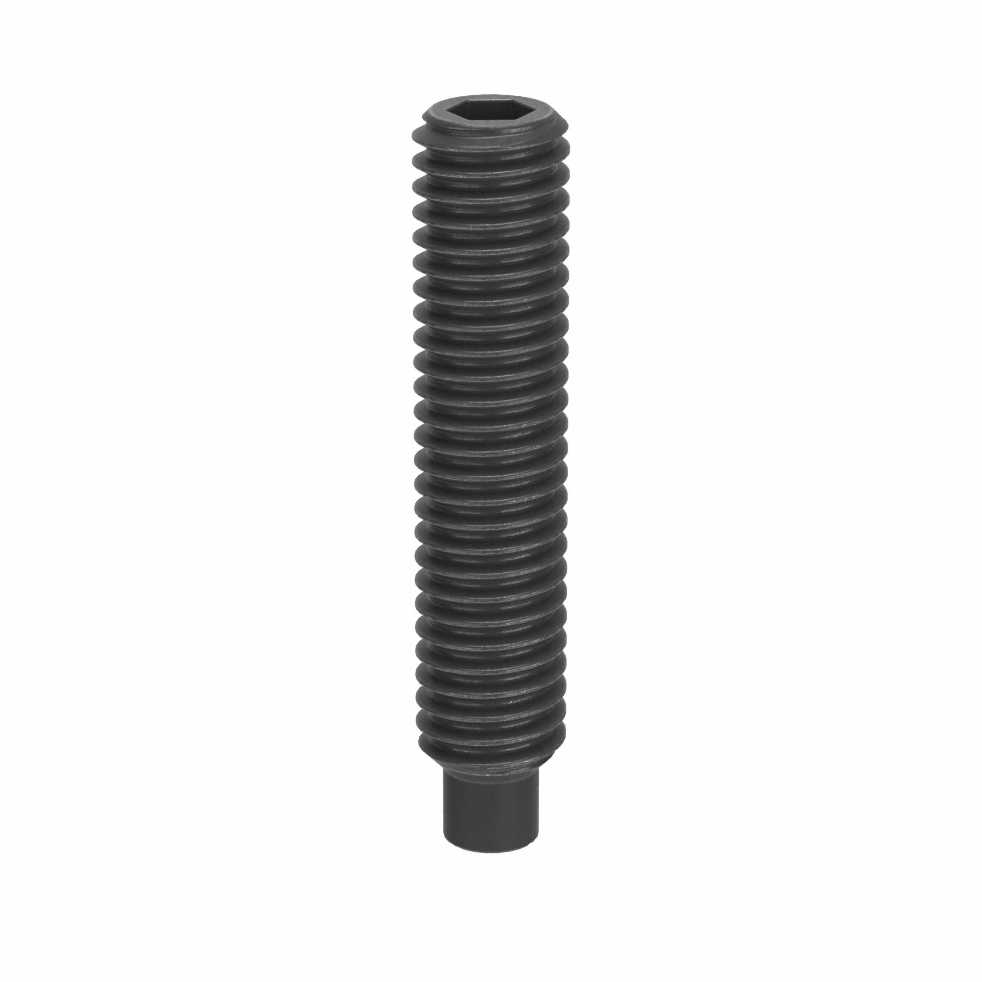 Socket Set Screw: M6x1 Thread Size, 30 mm Overall Lg, Dog pt, Steel, Black Oxide, Socket, 100 PK