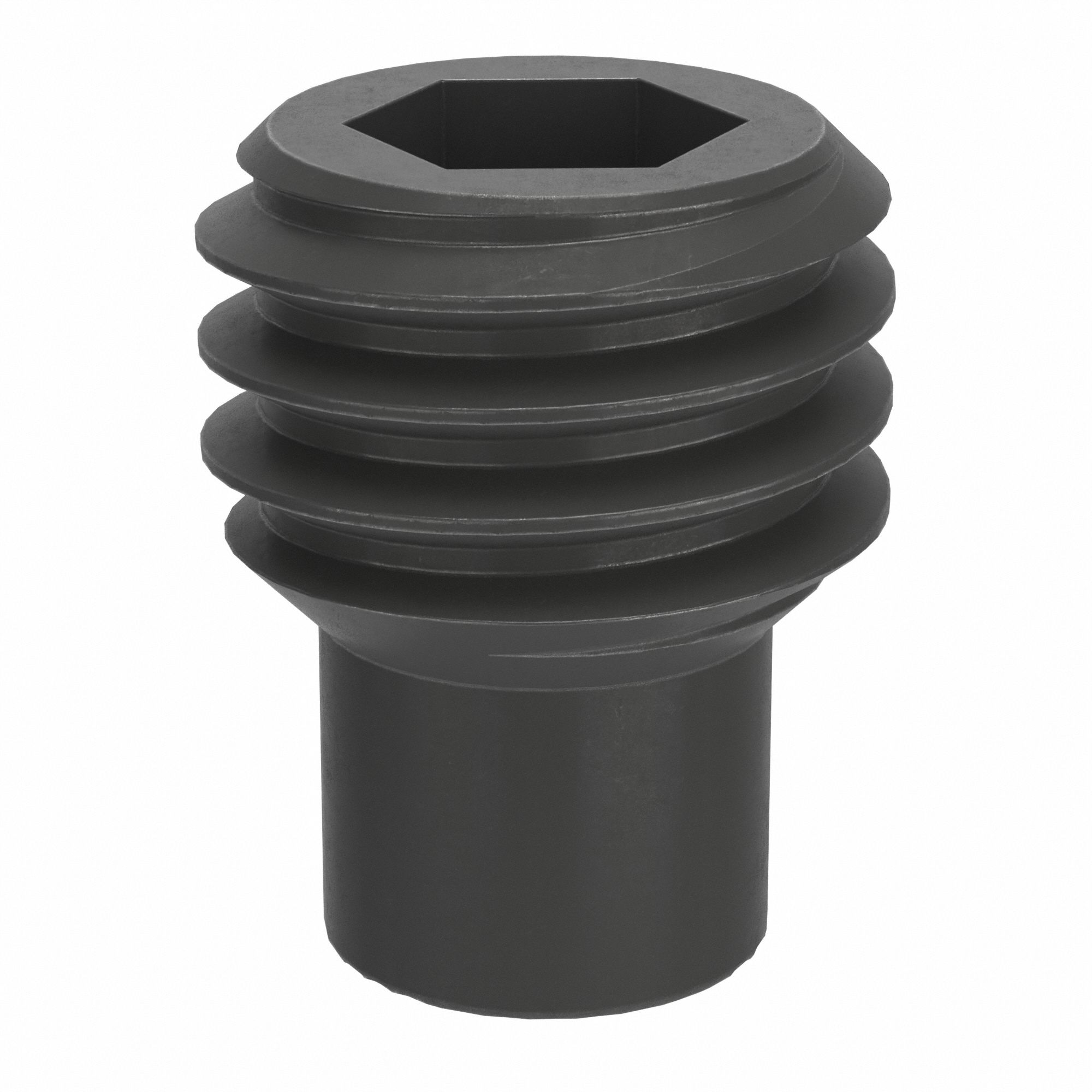 Socket Set Screw: M8x1.25 Thread Size, 10 mm Overall Lg, Dog pt, Steel, Black Oxide, Socket, 100 PK