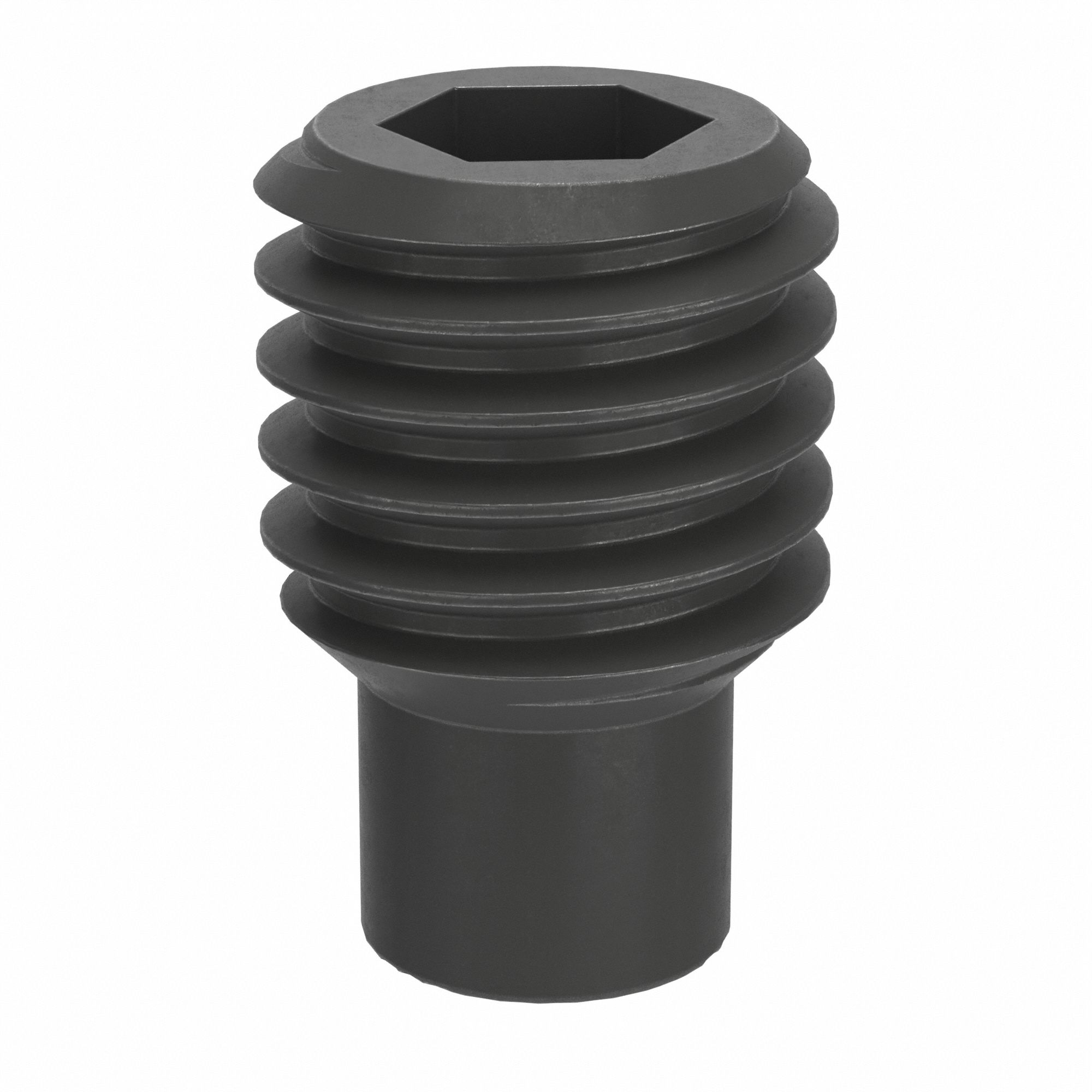 Socket Set Screw: M8x1.25 Thread Size, 12 mm Overall Lg, Dog pt, Steel, Black Oxide, Socket, 100 PK