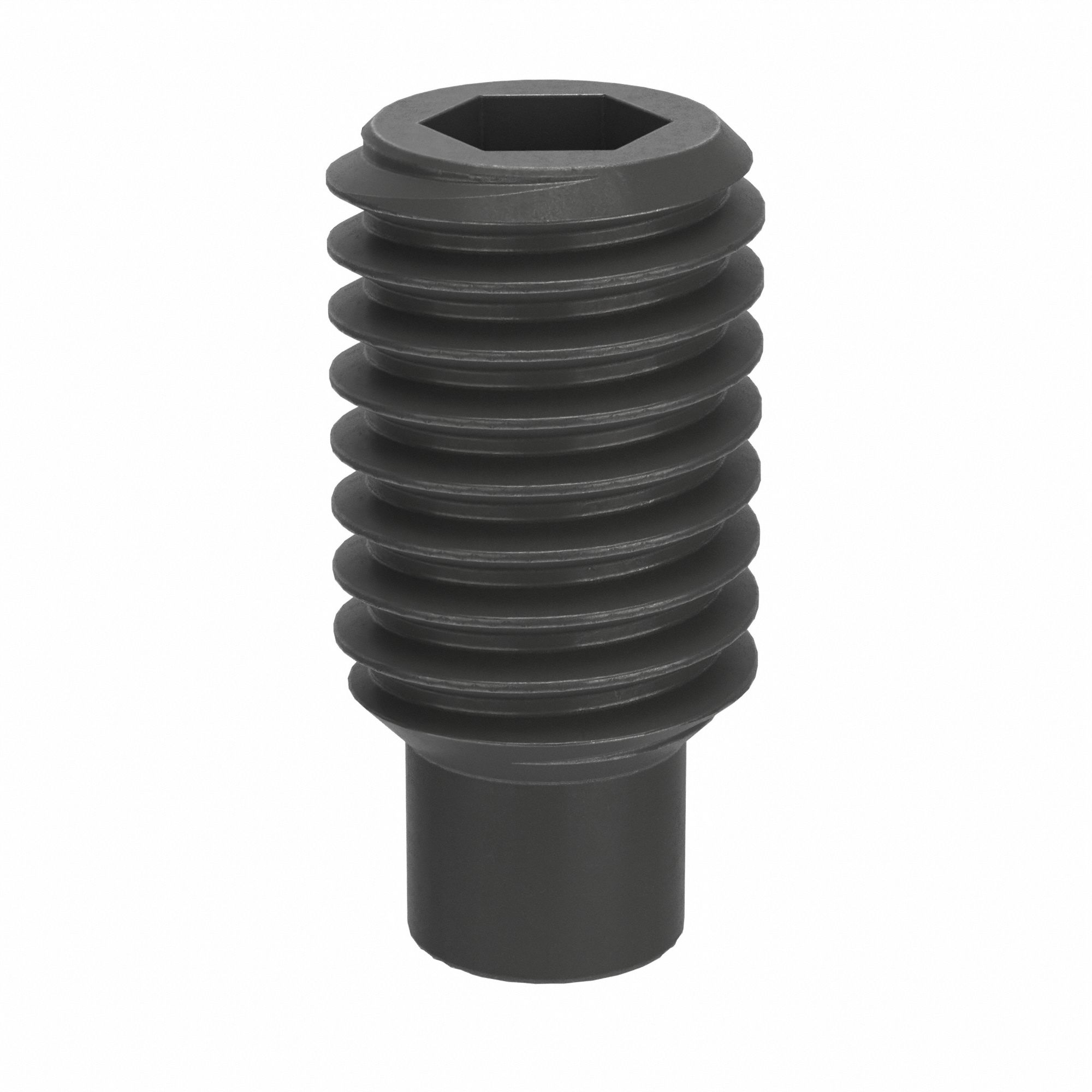 Socket Set Screw: M8x1.25 Thread Size, 16 mm Overall Lg, Dog pt, Steel, Black Oxide, Socket, 100 PK