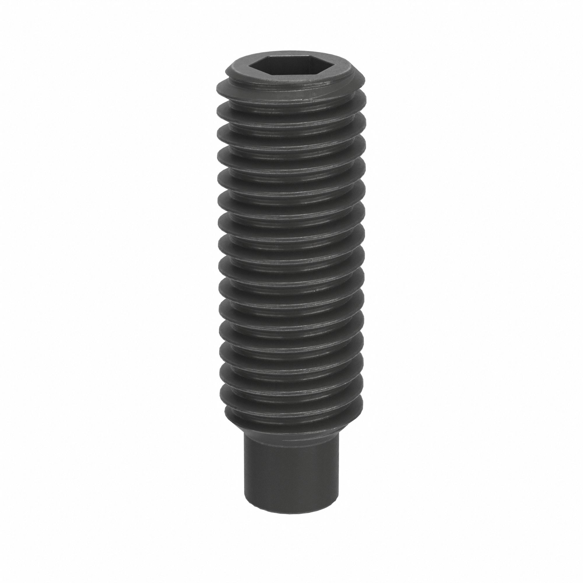 Socket Set Screw: M8x1.25 Thread Size, 25 mm Overall Lg, Dog pt, Steel, Black Oxide, Socket, 100 PK