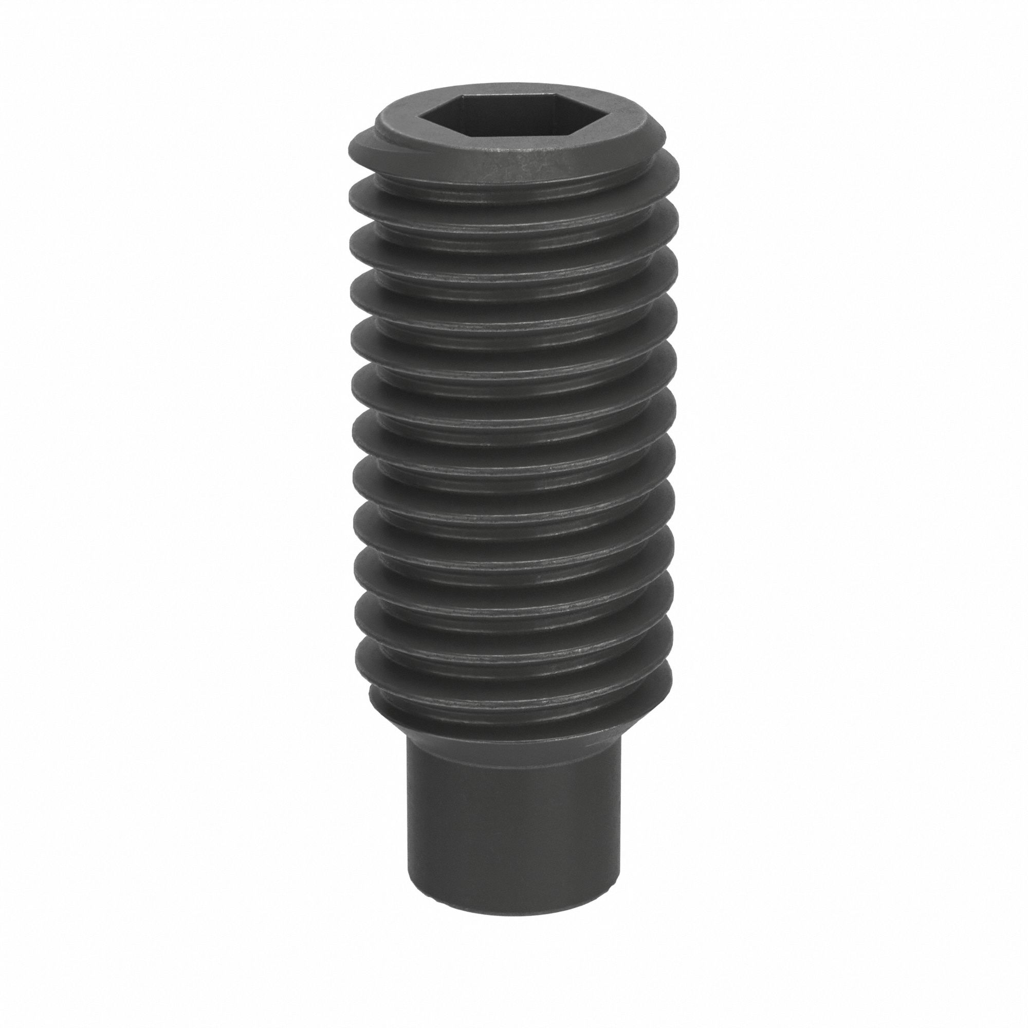 Socket Set Screw: M10x1.5 Thread Size, 25 mm Overall Lg, Dog pt, Steel, Black Oxide, Socket, 50 PK