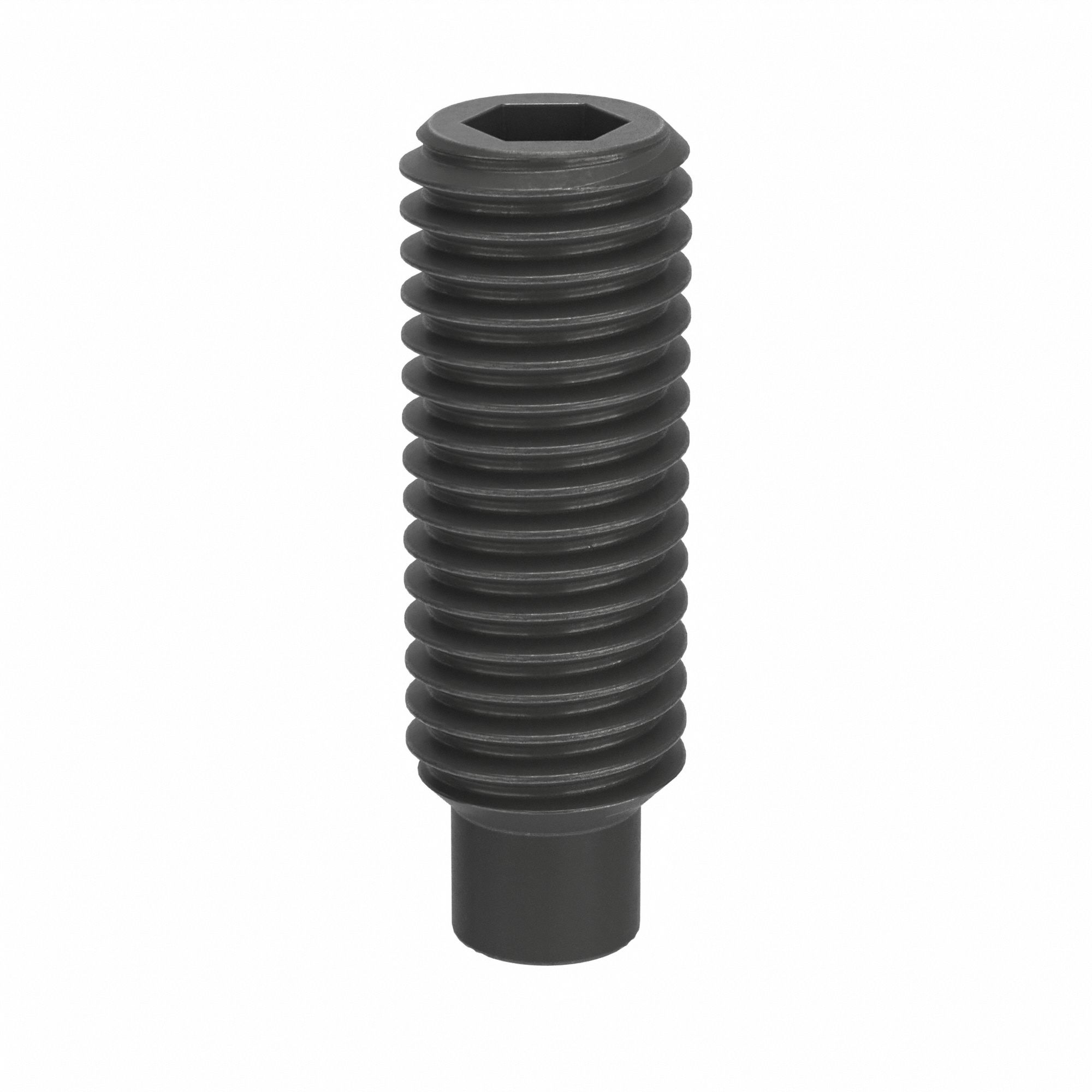 Socket Set Screw: M10x1.5 Thread Size, 30 mm Overall Lg, Dog pt, Steel, Black Oxide, Socket, 50 PK