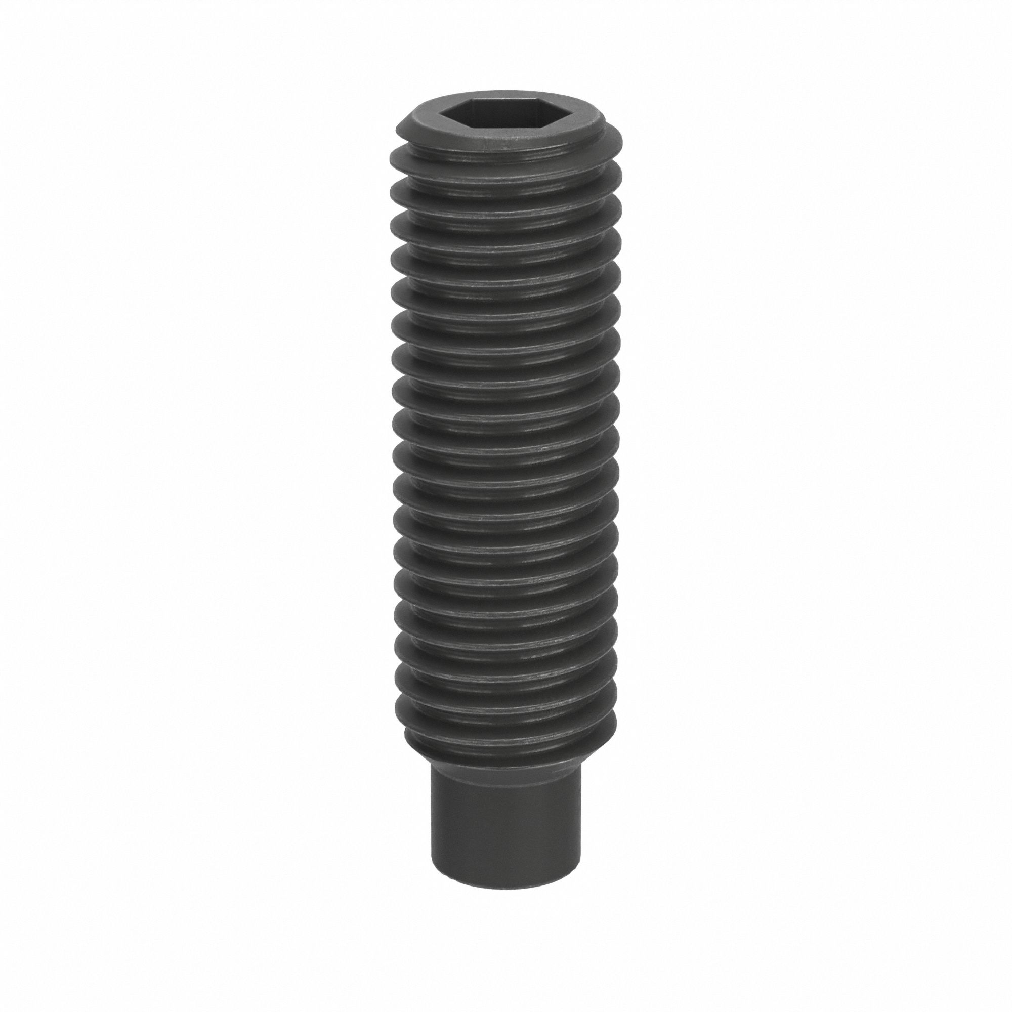 Socket Set Screw: M10x1.5 Thread Size, 35 mm Overall Lg, Dog pt, Steel, Black Oxide, Socket, 50 PK