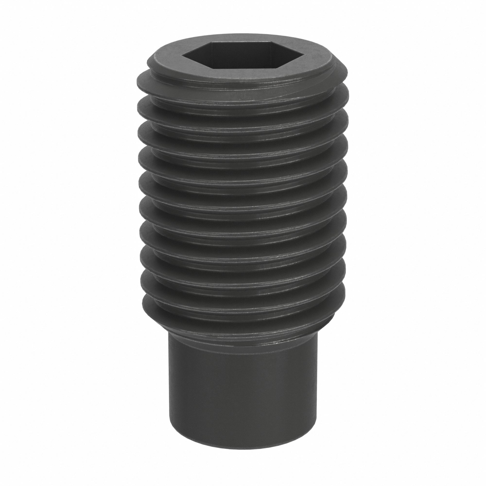 Socket Set Screw: M16x2 Thread Size, 30 mm Overall Lg, Dog pt, Steel, Black Oxide, Socket, 25 PK