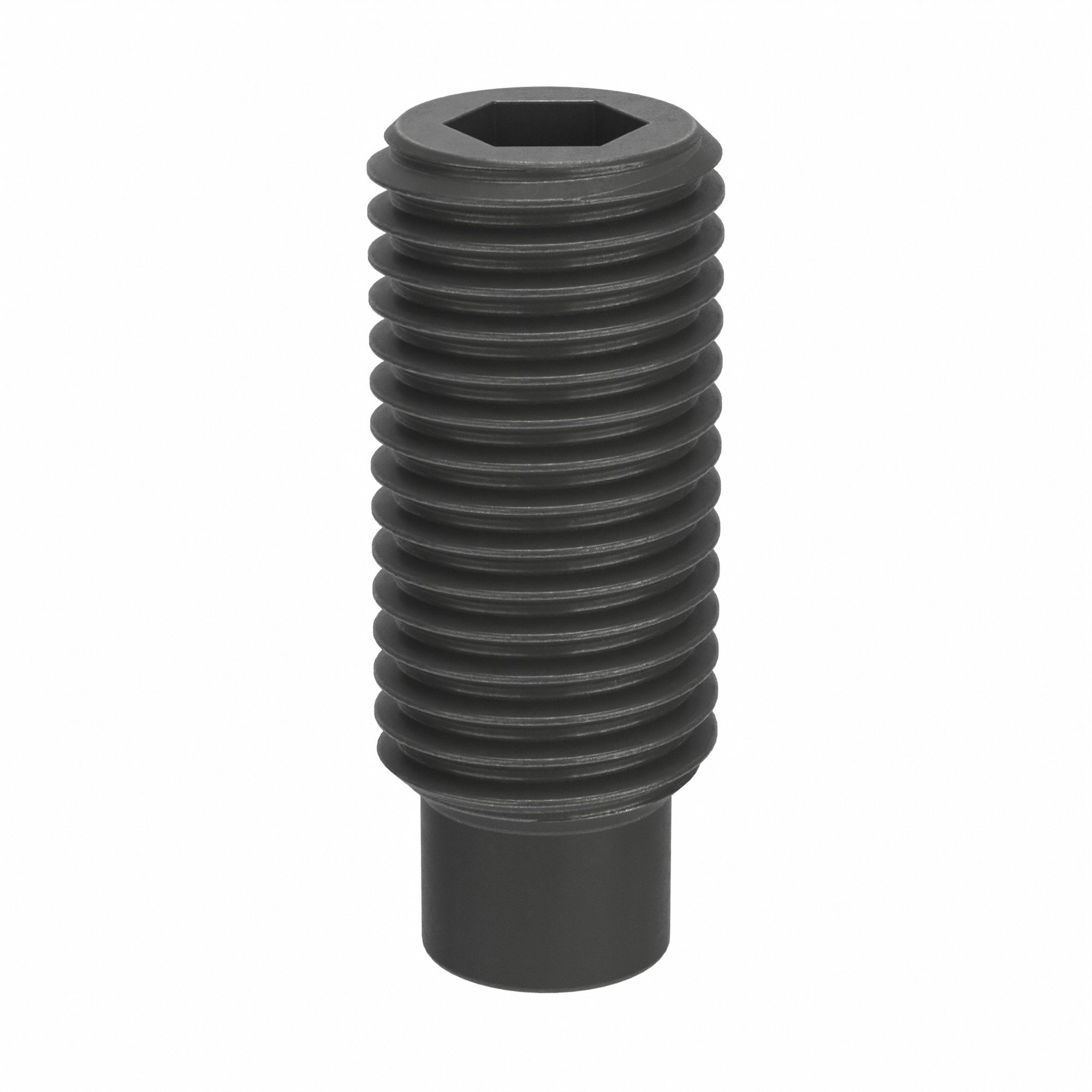 Socket Set Screw: M16x2 Thread Size, 40 mm Overall Lg, Dog pt, Steel, Black Oxide, Socket, 25 PK