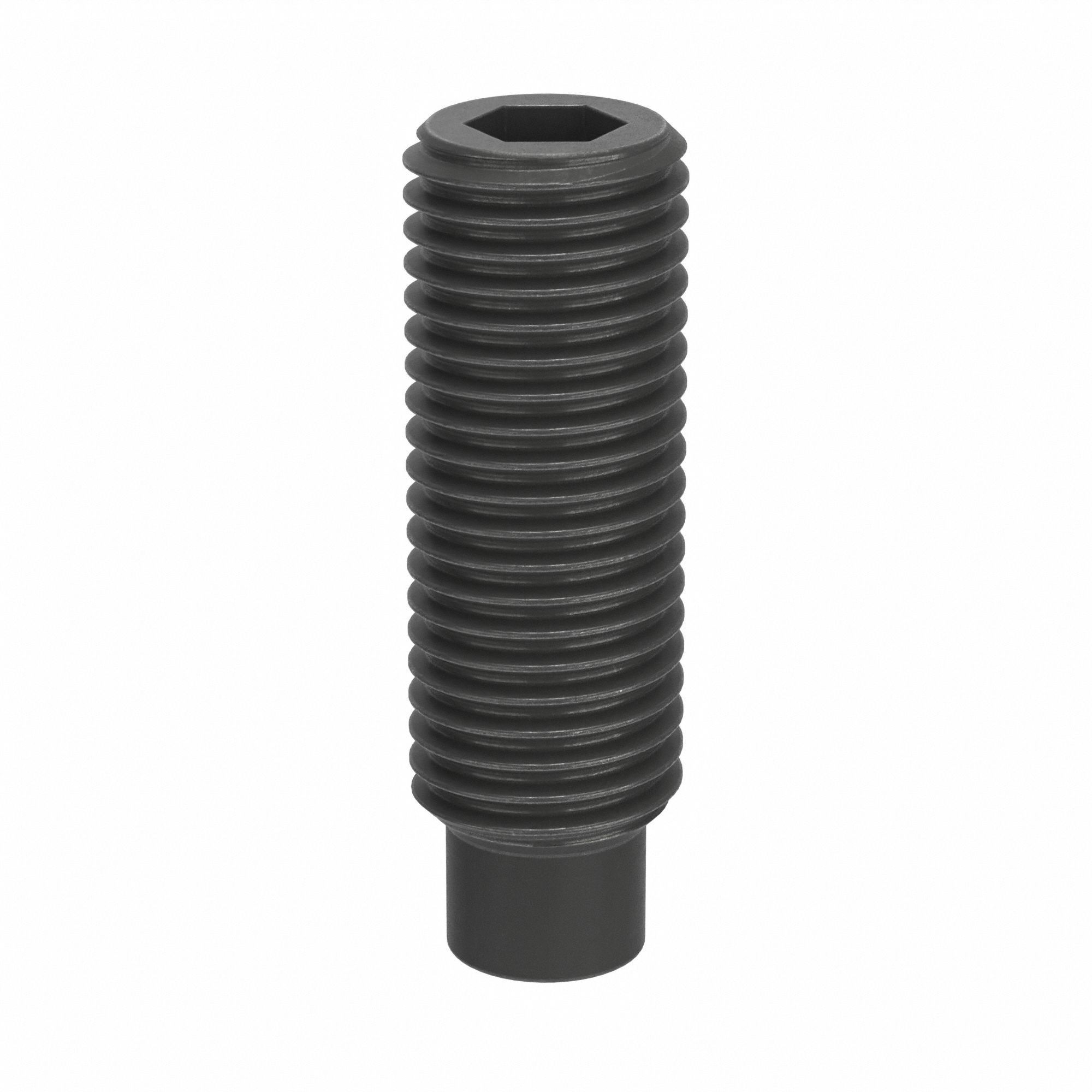Socket Set Screw: M16x2 Thread Size, 50 mm Overall Lg, Dog pt, Steel, Black Oxide, Socket, 25 PK