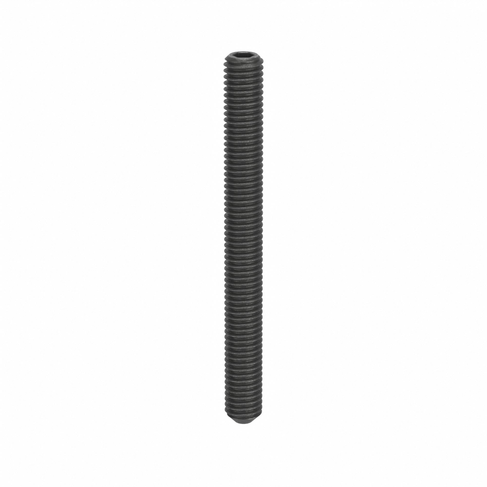Socket Set Screw: M5x0.8 Thread Size, 50 mm Overall Lg, Cup pt, Steel, Black Oxide, Socket, 100 PK