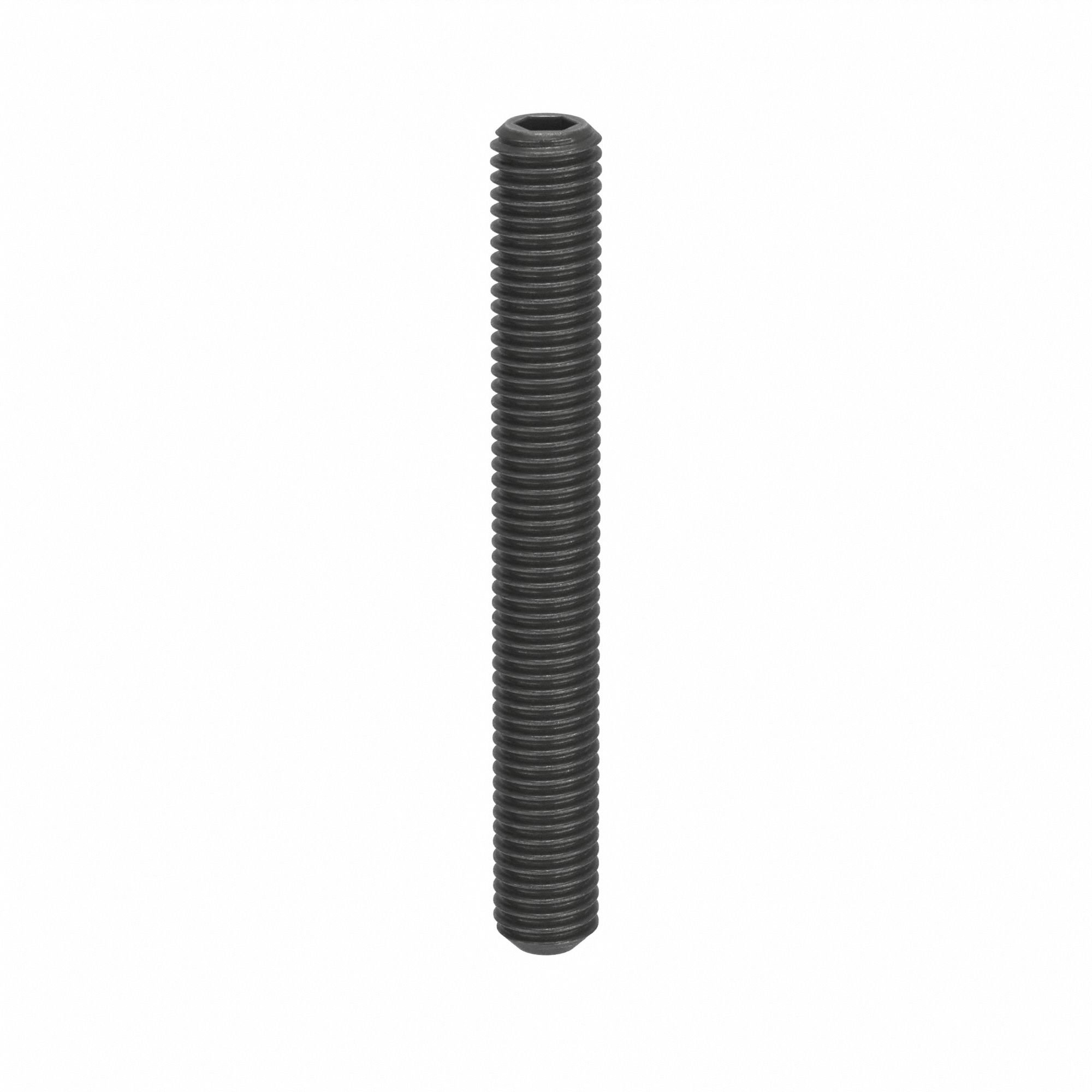Socket Set Screw: M10x1.5 Thread Size, 80 mm Overall Lg, Cup pt, Steel, Black Oxide, Socket, 50 PK