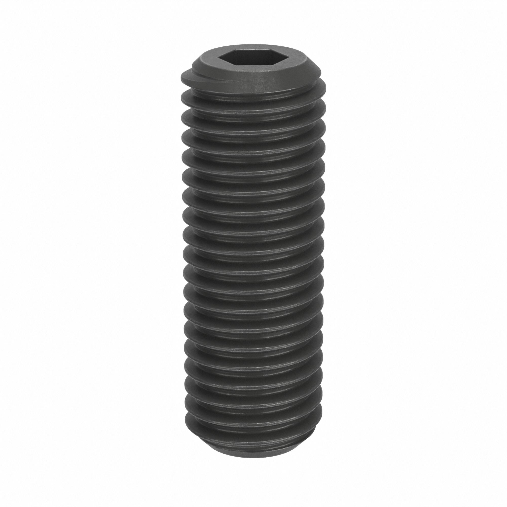Socket Set Screw: M14x2 Thread Size, 40 mm Overall Lg, Cup pt, Steel, Black Oxide, Socket, 25 PK