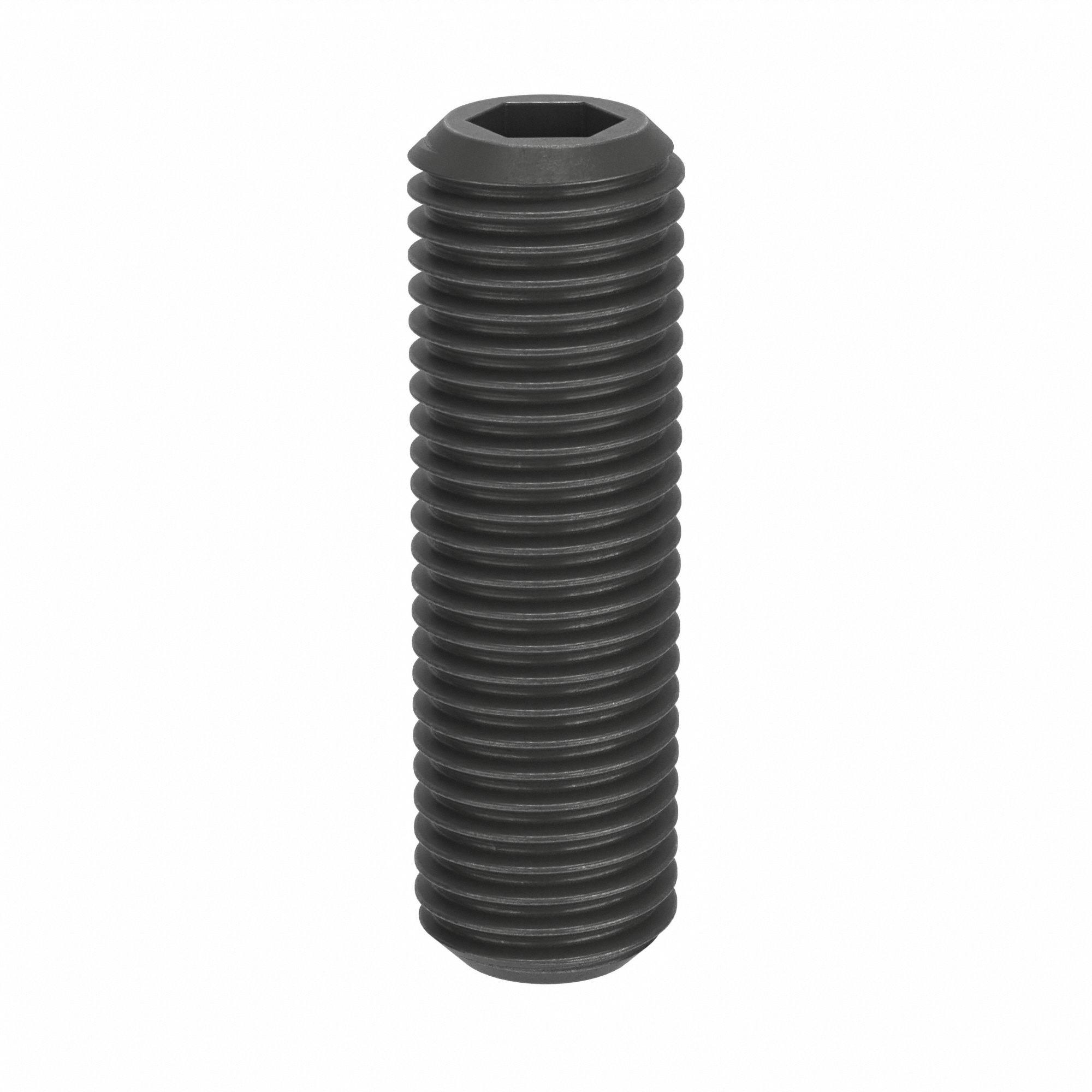Socket Set Screw: M20x2.5 Thread Size, 65 mm Overall Lg, Cup pt, Steel, Black Oxide, Socket, 5 PK