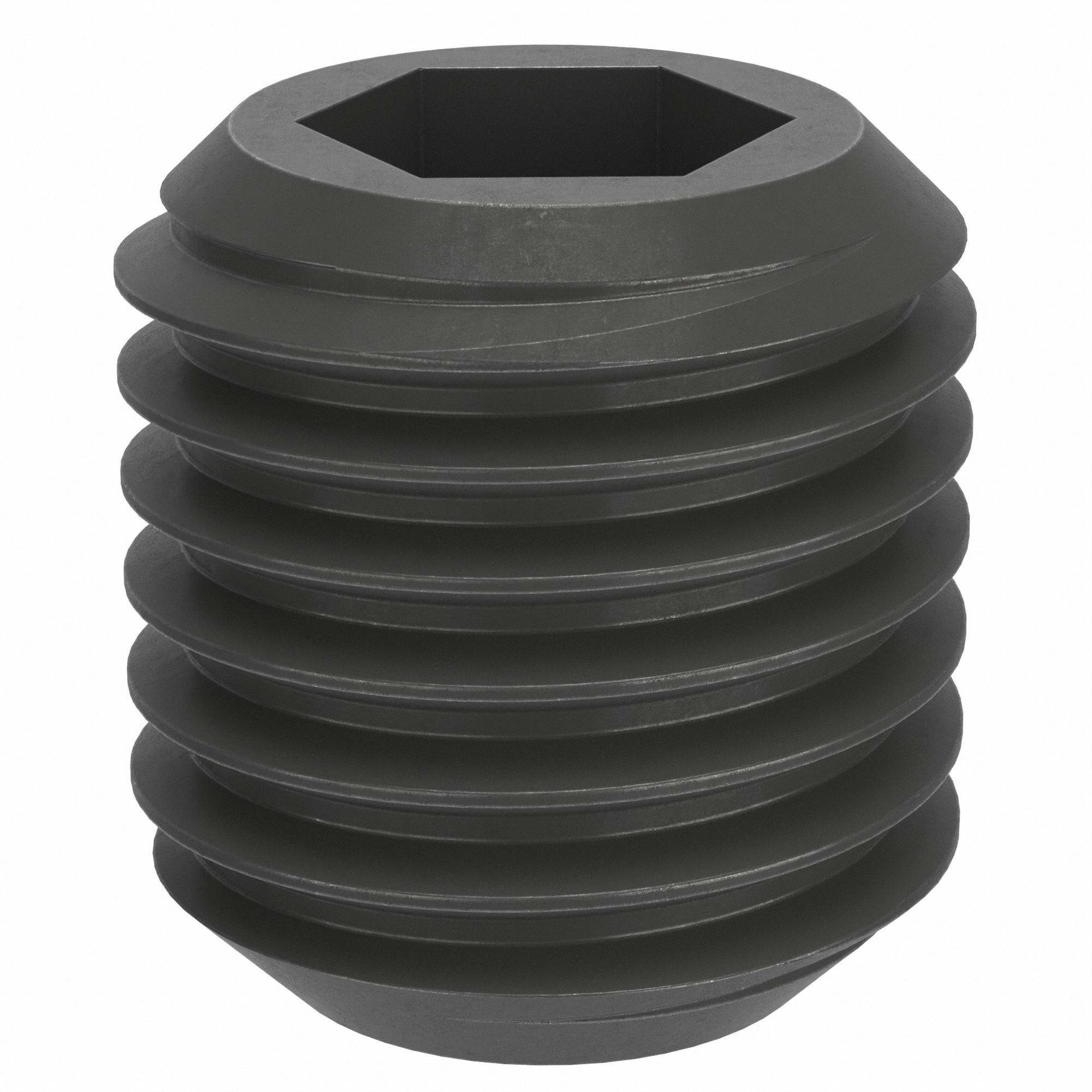 Socket Set Screw: M24x3 Thread Size, 25 mm Overall Lg, Cup pt, Steel, Black Oxide, Socket, 5 PK