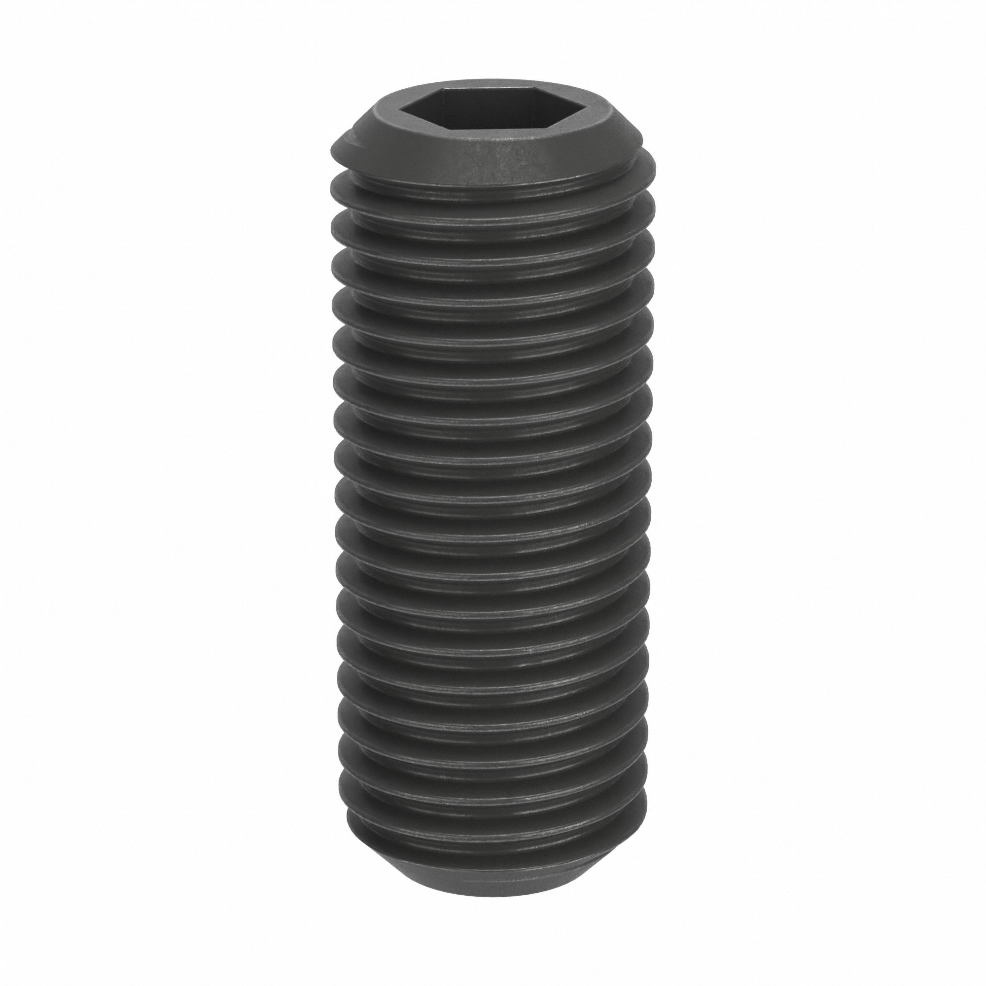Socket Set Screw: M24x3 Thread Size, 60 mm Overall Lg, Cup pt, Steel, Black Oxide, Socket, 5 PK