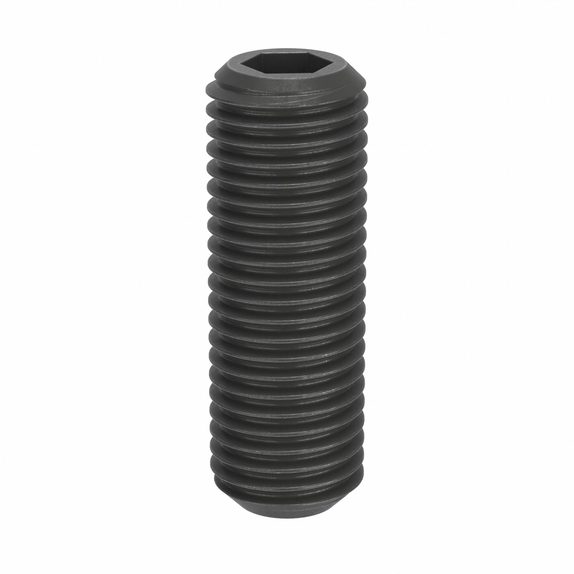 Socket Set Screw: M24x3 Thread Size, 70 mm Overall Lg, Cup pt, Steel, Black Oxide, Socket, 5 PK