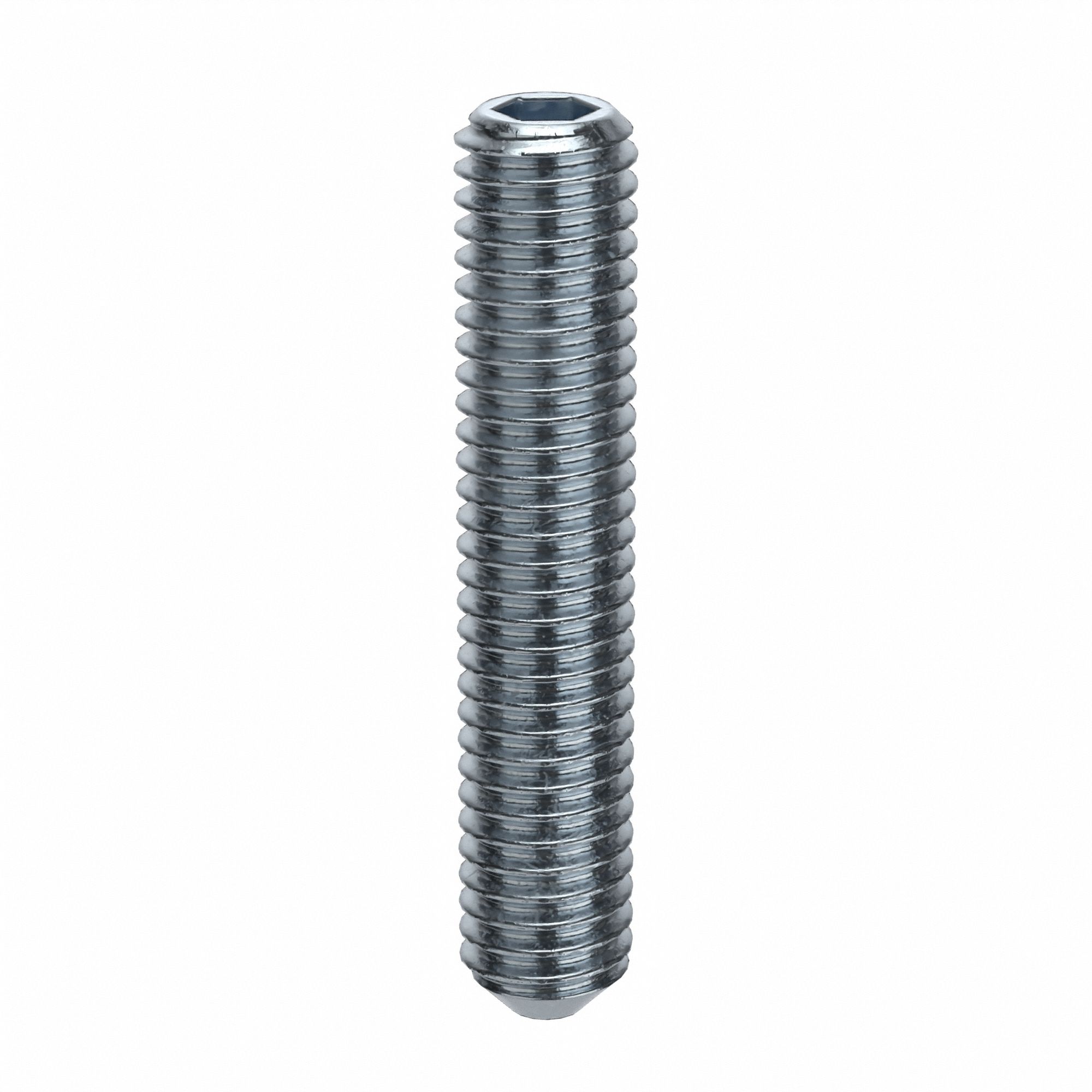 Socket Set Screw: M3x0.5 Thread Size, 16 mm Overall Lg, Cup pt, Steel, Zinc Plated, Socket, 100 PK