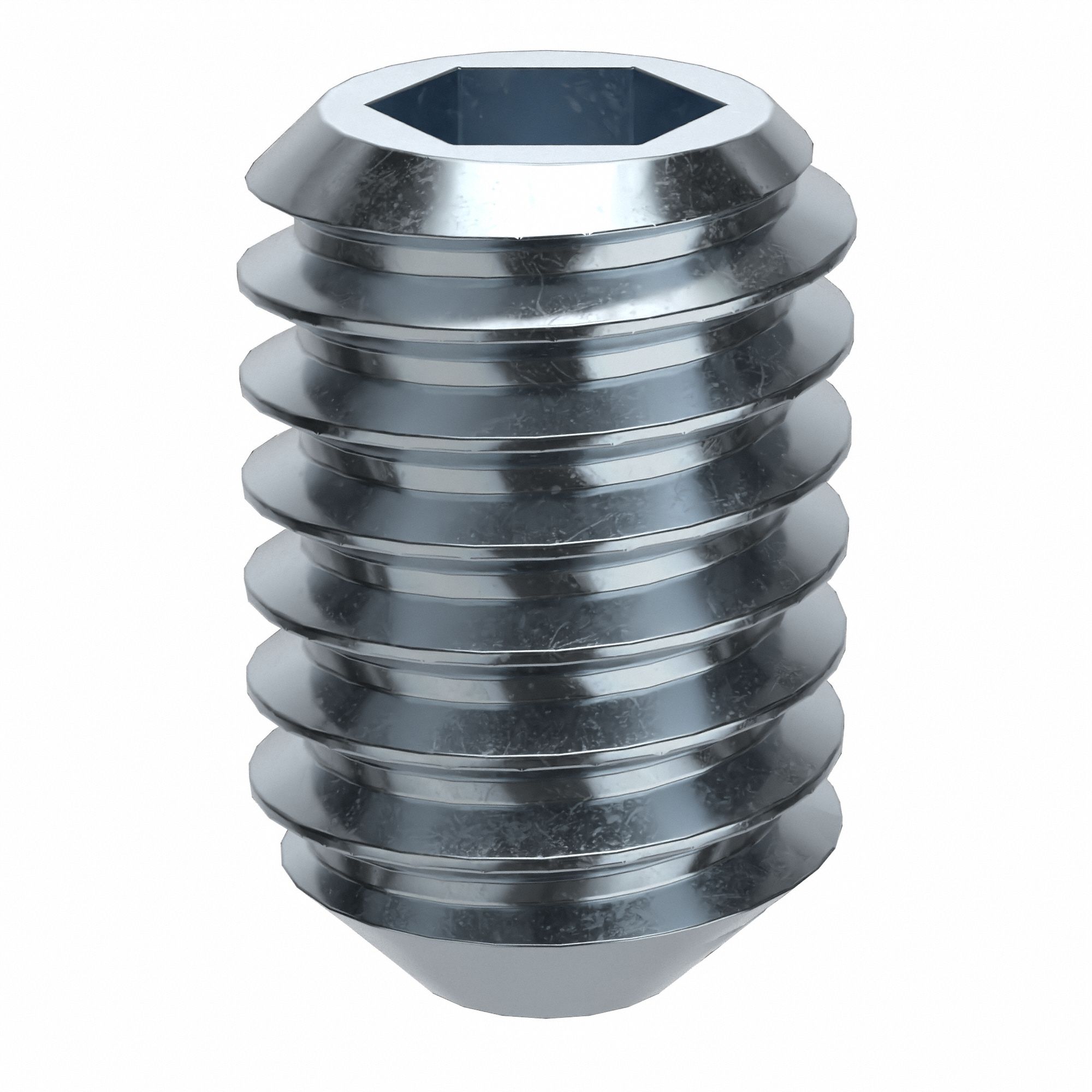 Socket Set Screw: M4x0.7 Thread Size, 6 mm Overall Lg, Cup pt, Alloy Steel, Zinc Plated, 100 PK