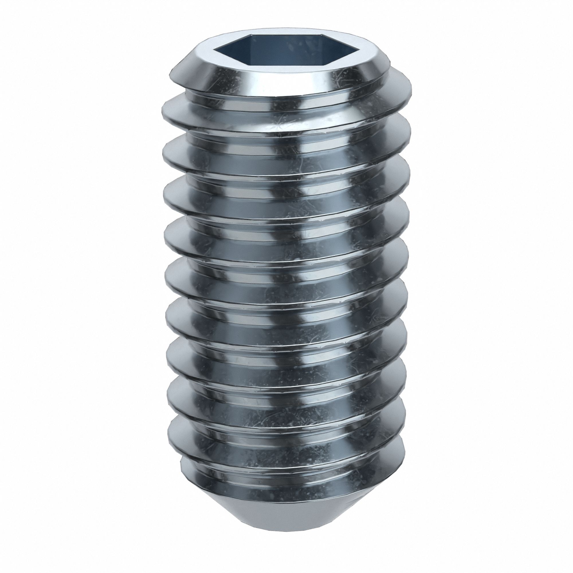 Socket Set Screw: M4x0.7 Thread Size, 8 mm Overall Lg, Cup pt, Alloy Steel, Zinc Plated, 100 PK