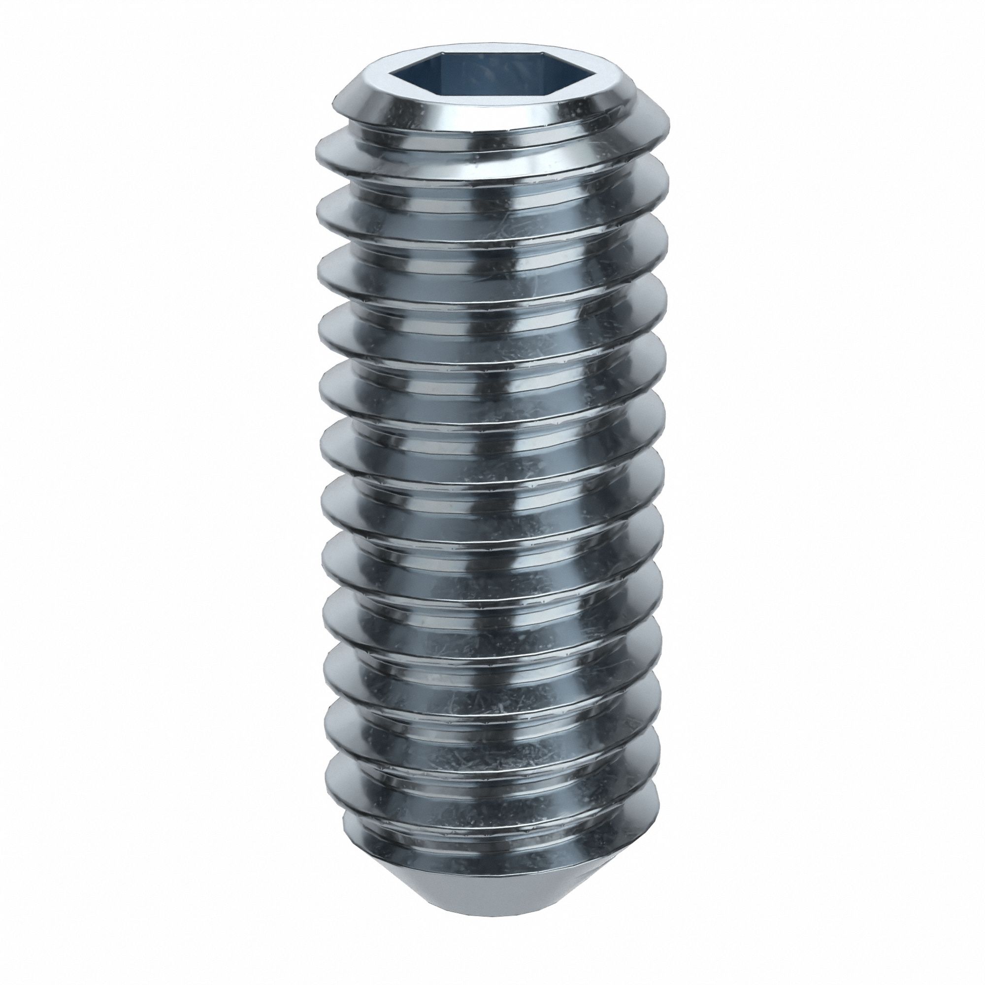 Socket Set Screw: M4x0.7 Thread Size, 10 mm Overall Lg, Cup pt, Alloy Steel, Zinc Plated, 100 PK