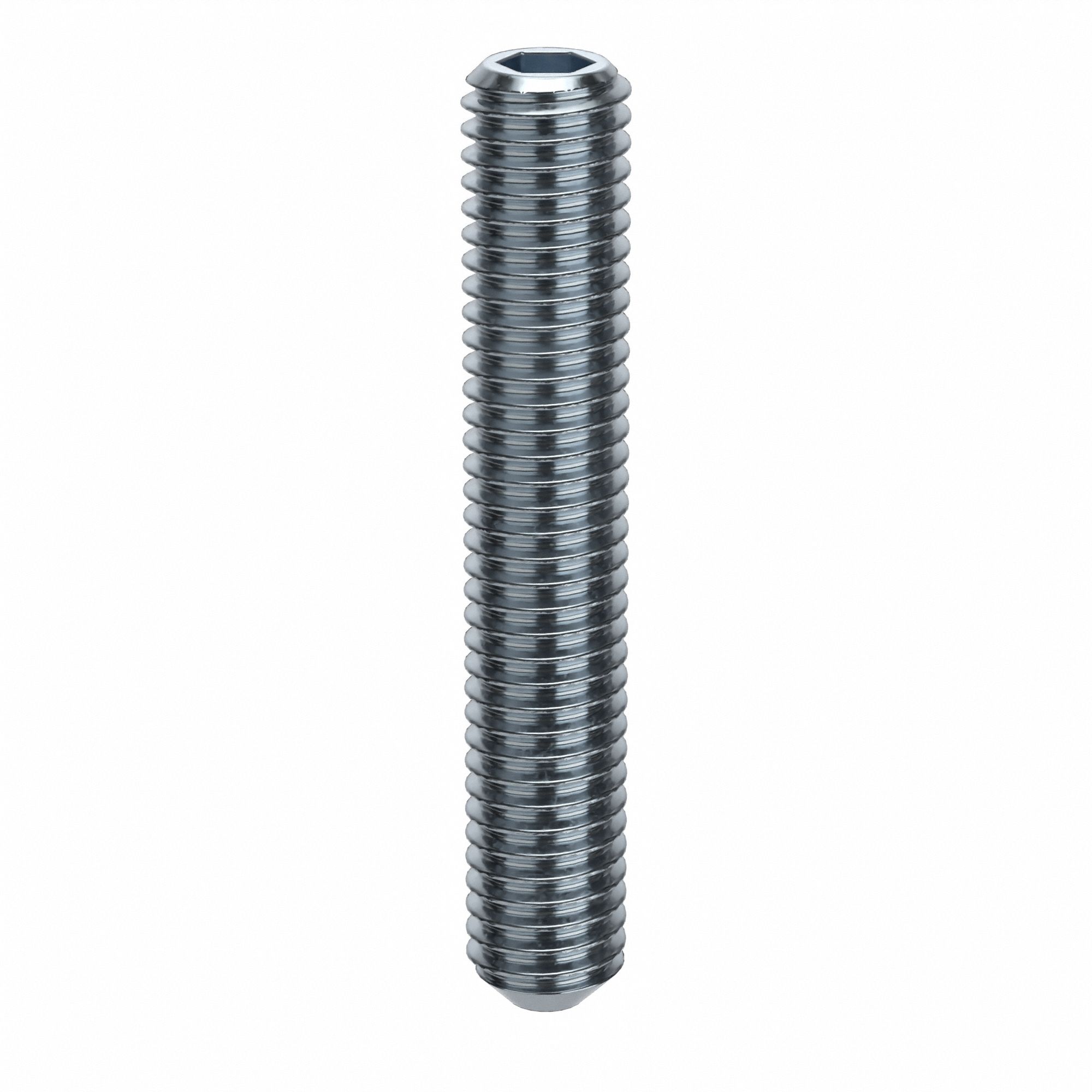 Socket Set Screw: M5x0.8 Thread Size, 30 mm Overall Lg, Cup pt, Alloy Steel, Zinc Plated, 100 PK