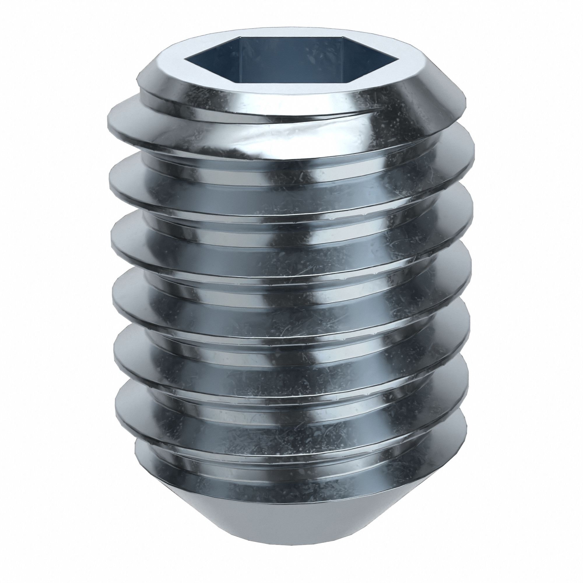 Socket Set Screw: M6x1 Thread Size, 8 mm Overall Lg, Cup pt, Alloy Steel, Zinc Plated, 100 PK