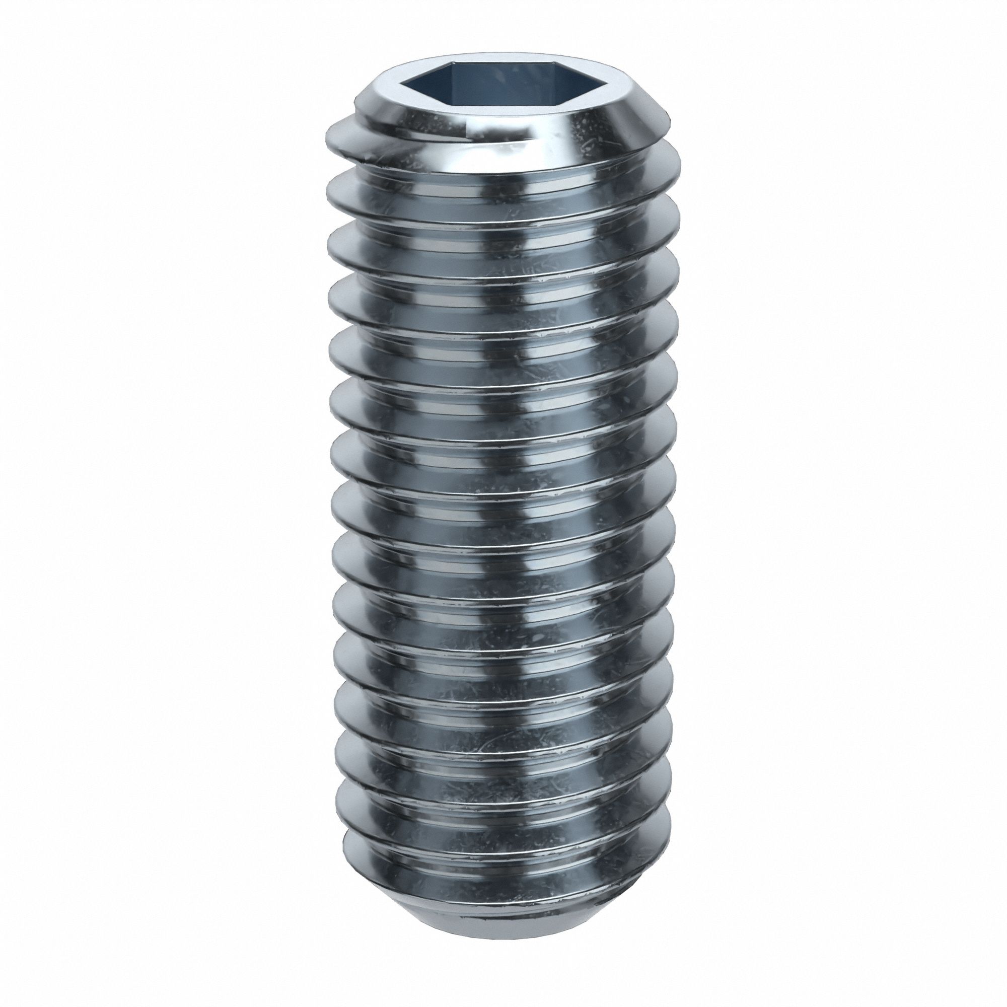 Socket Set Screw: M8x1.25 Thread Size, 20 mm Overall Lg, Cup pt, Alloy Steel, Zinc Plated, 100 PK
